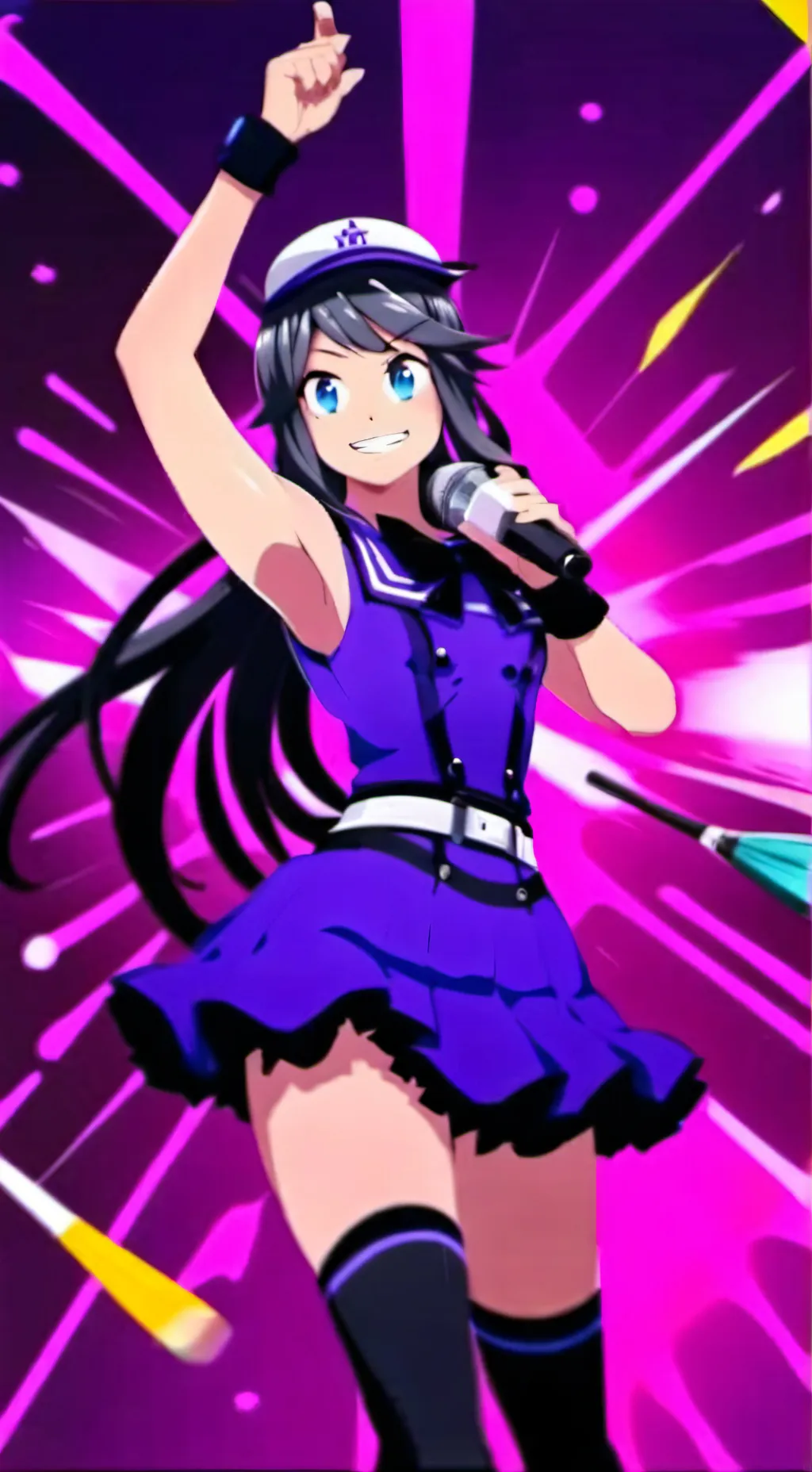 ai character: purple girl  background