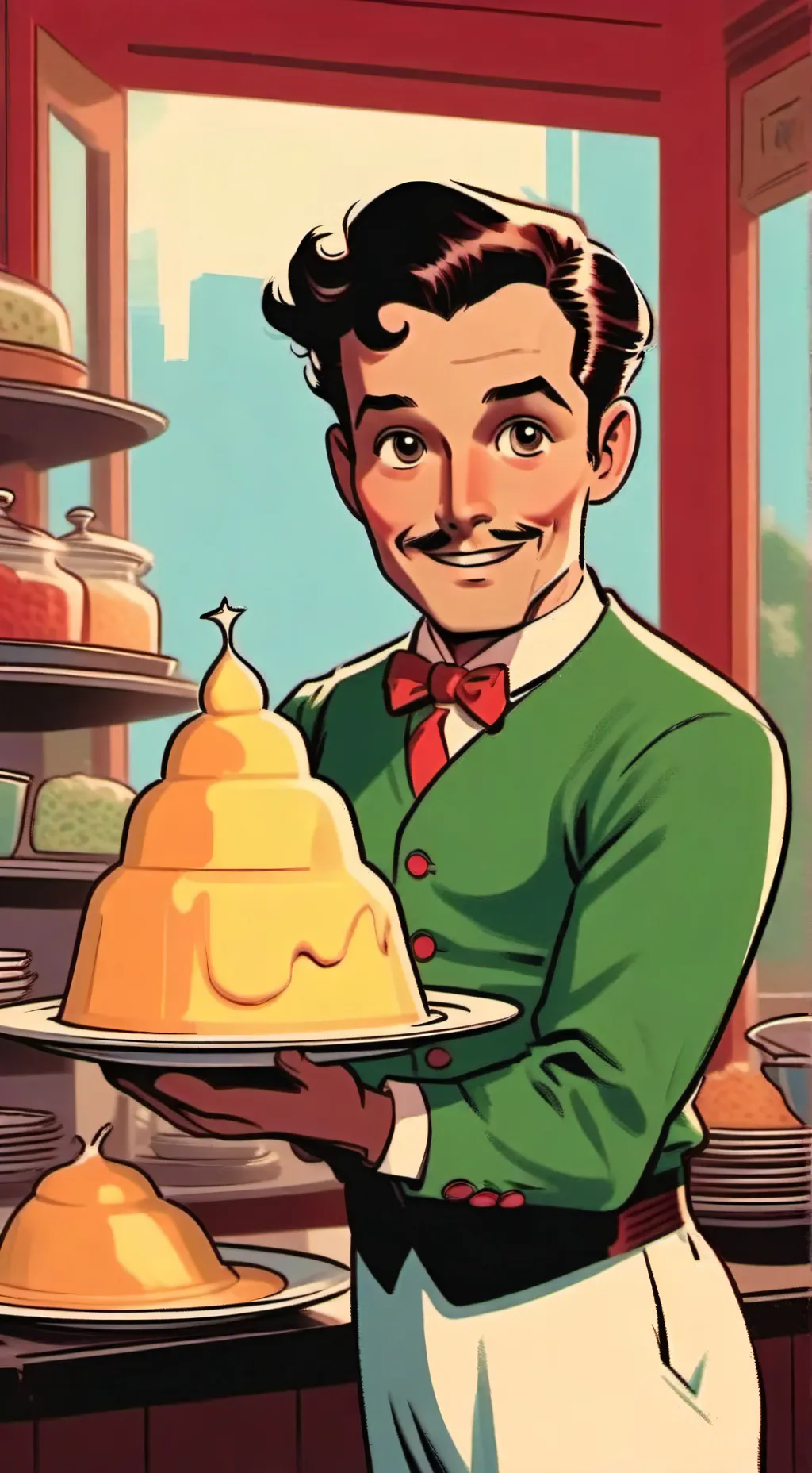 ai character: pudding man background