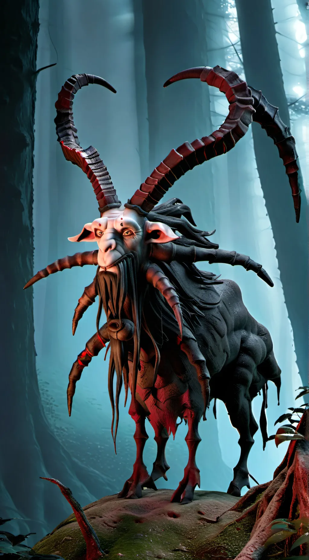 ai character: Goat man’s bridge background