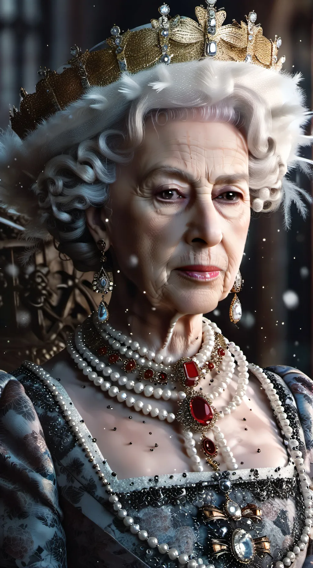 ai character: Queen Elizabeth  background