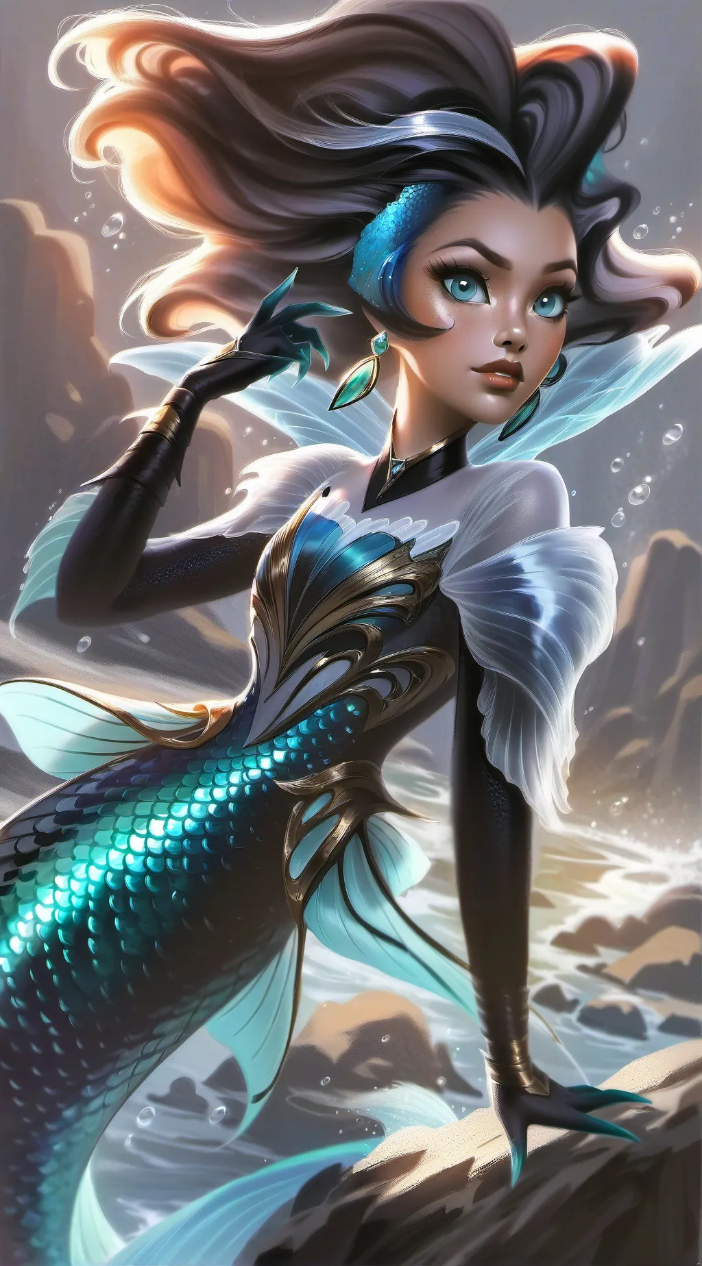 ai character: MHA Mermaid  background