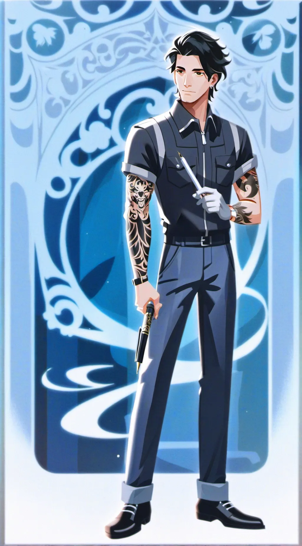 ai character: Tatto Shop background