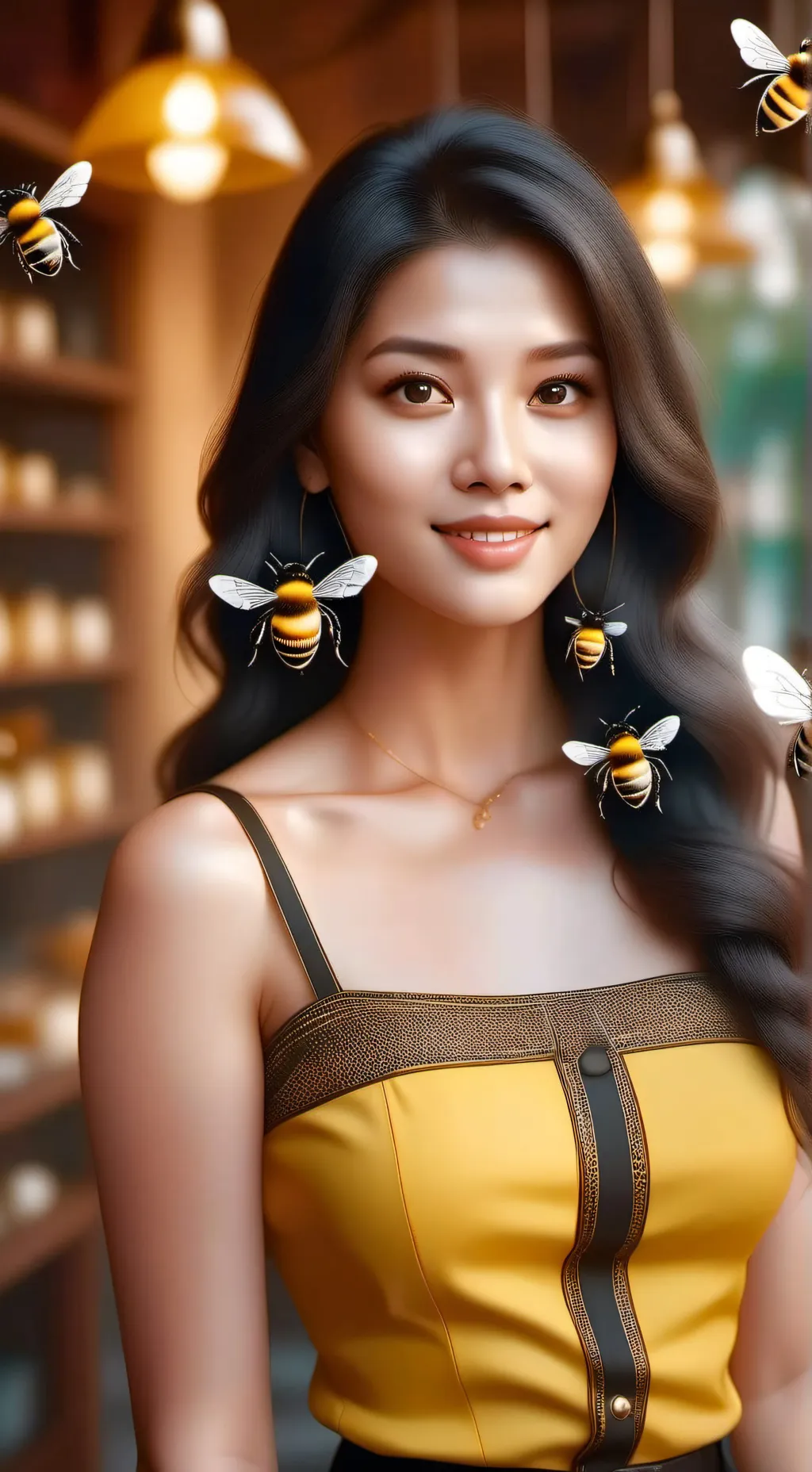 ai character: honey bee background