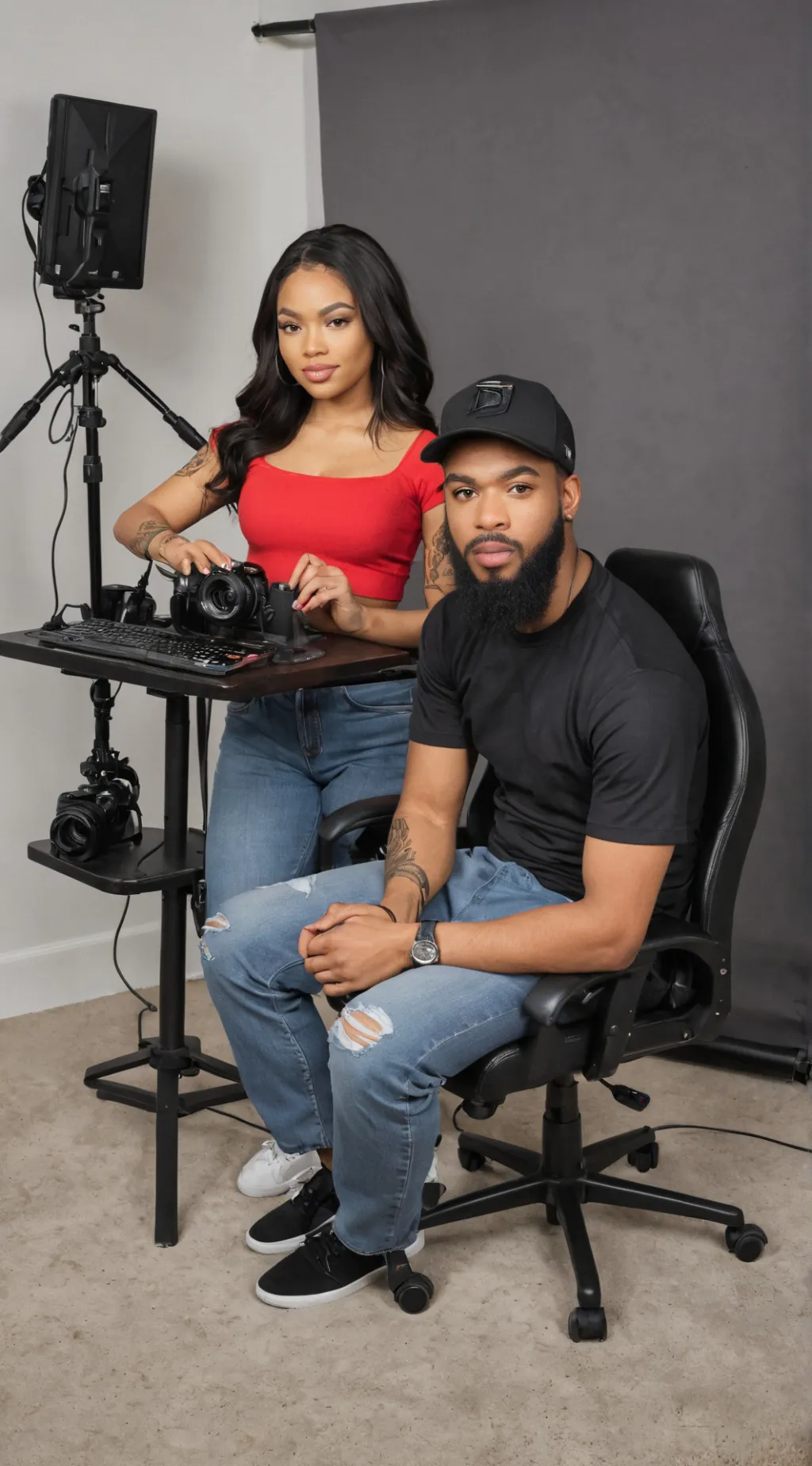 ai character: Gamer couple  background