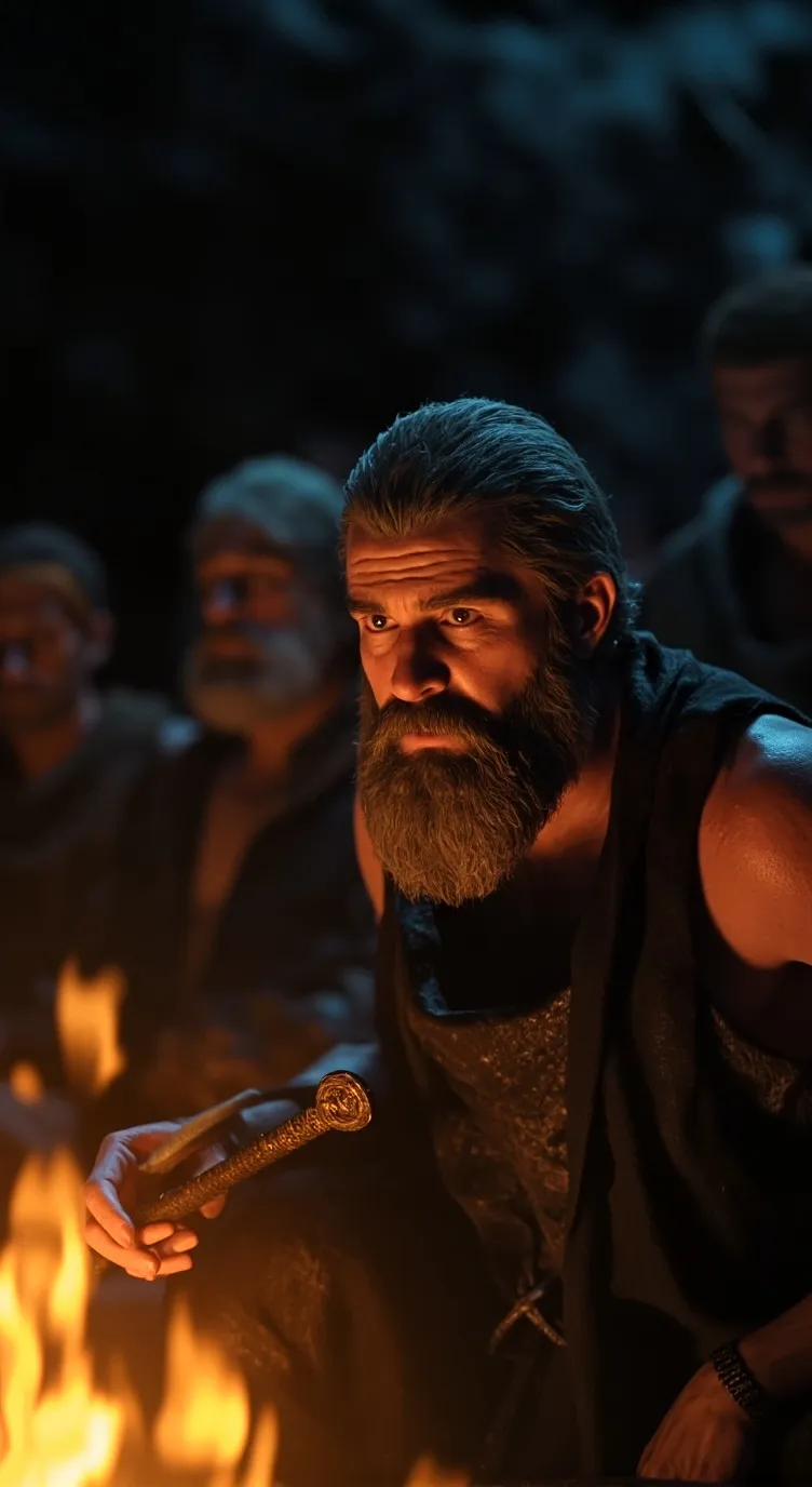 ai character: cave man background