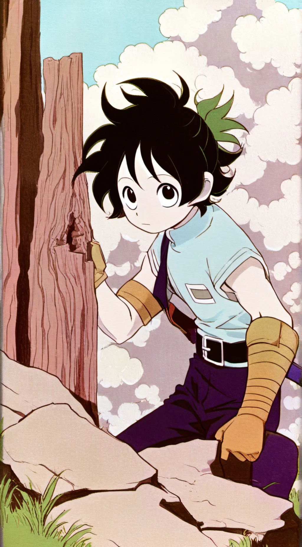 ai character: MHA beach day background