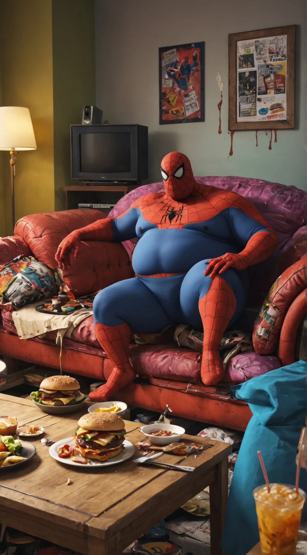 ai character: Lazy Spiderman  background