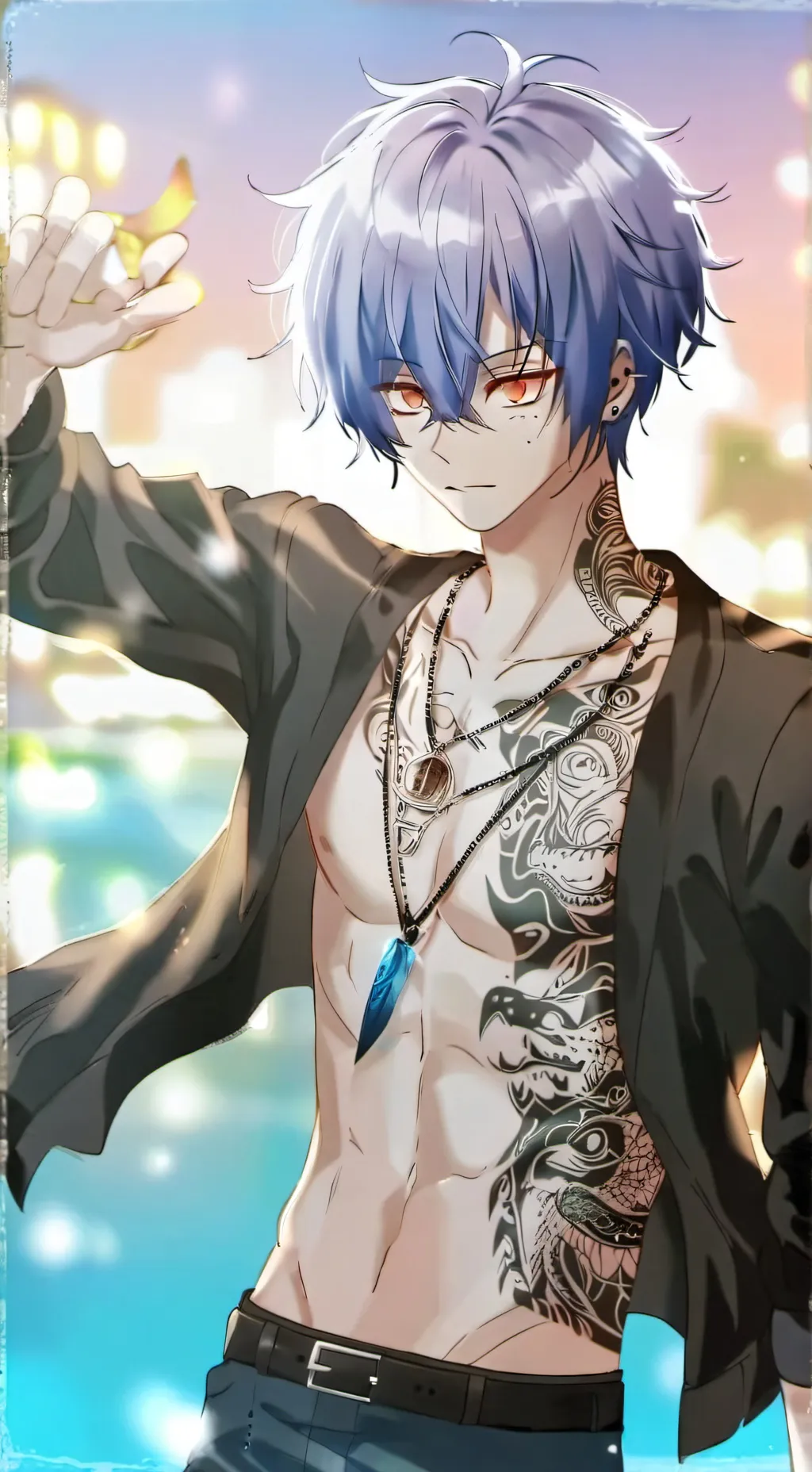 ai character: 👆🏽~{mark}~🤓 background