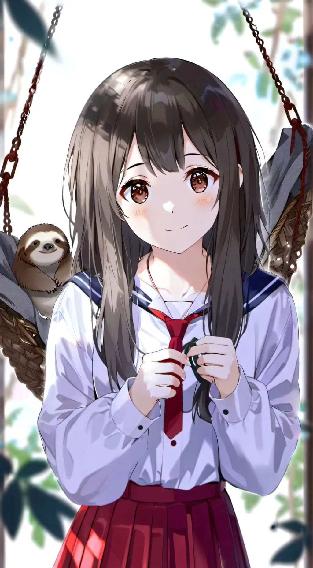 ai character: Red Shirt Sloth Spirit background