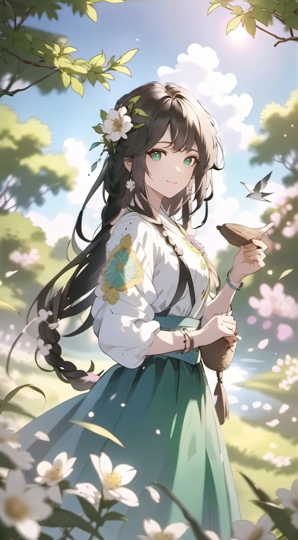 ai character: a peaceful day background