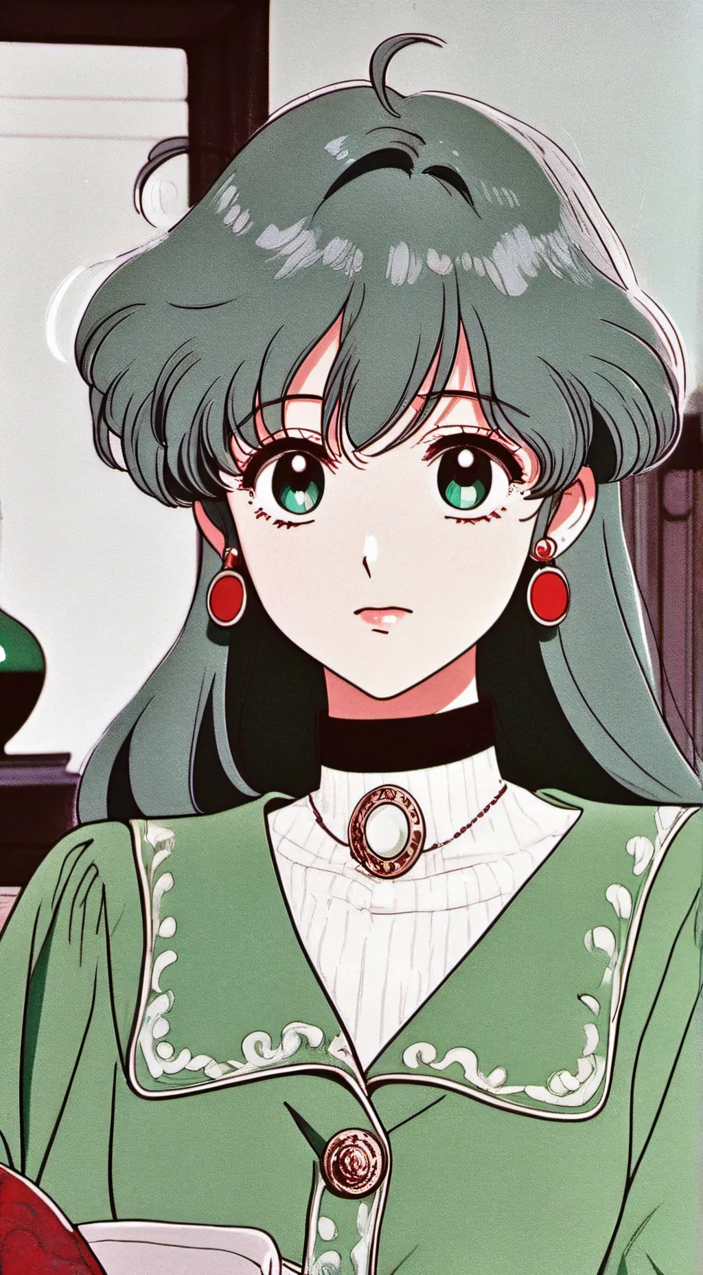 ai character: Green girl background