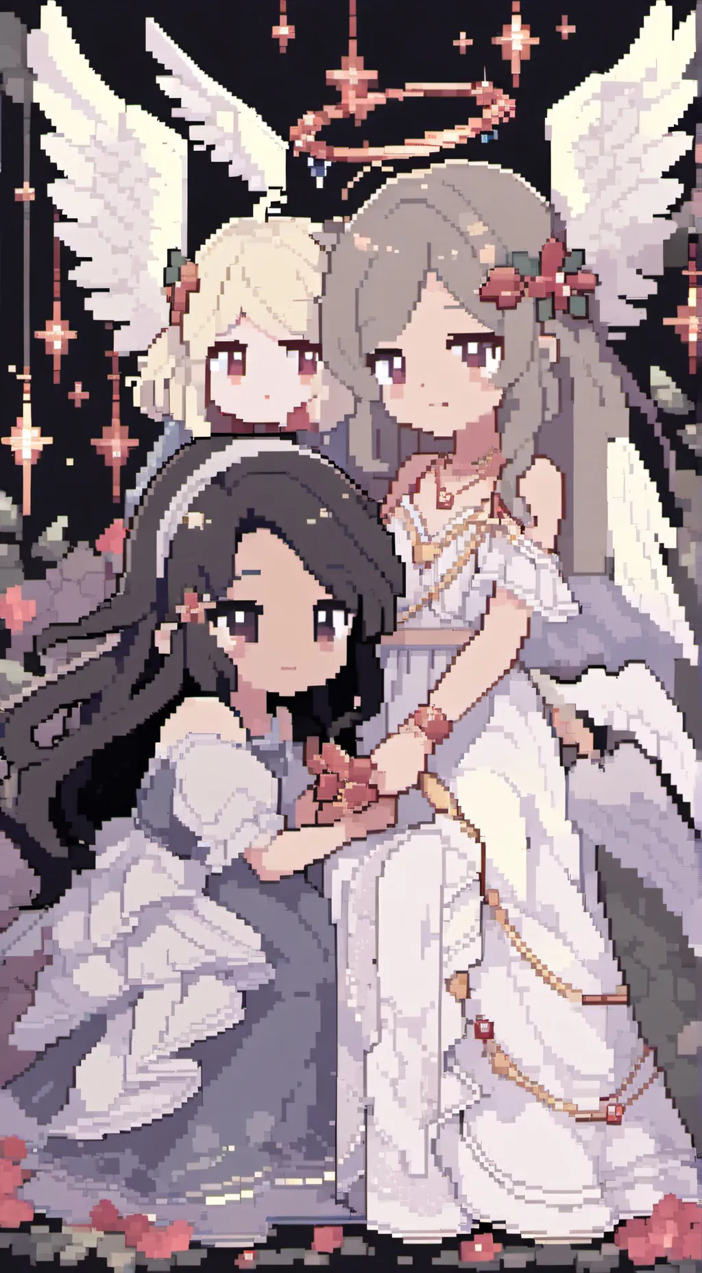 ai character: Angel and Crystal  background
