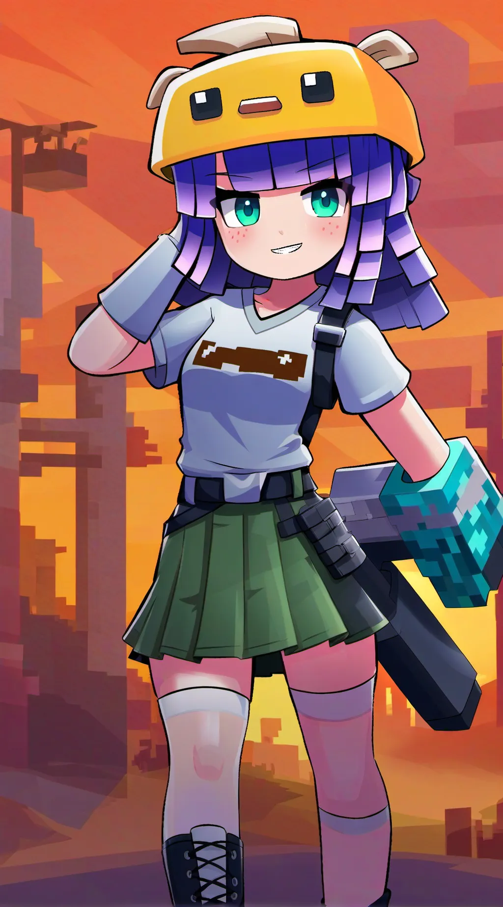 ai character: Zoey Minecraft  background