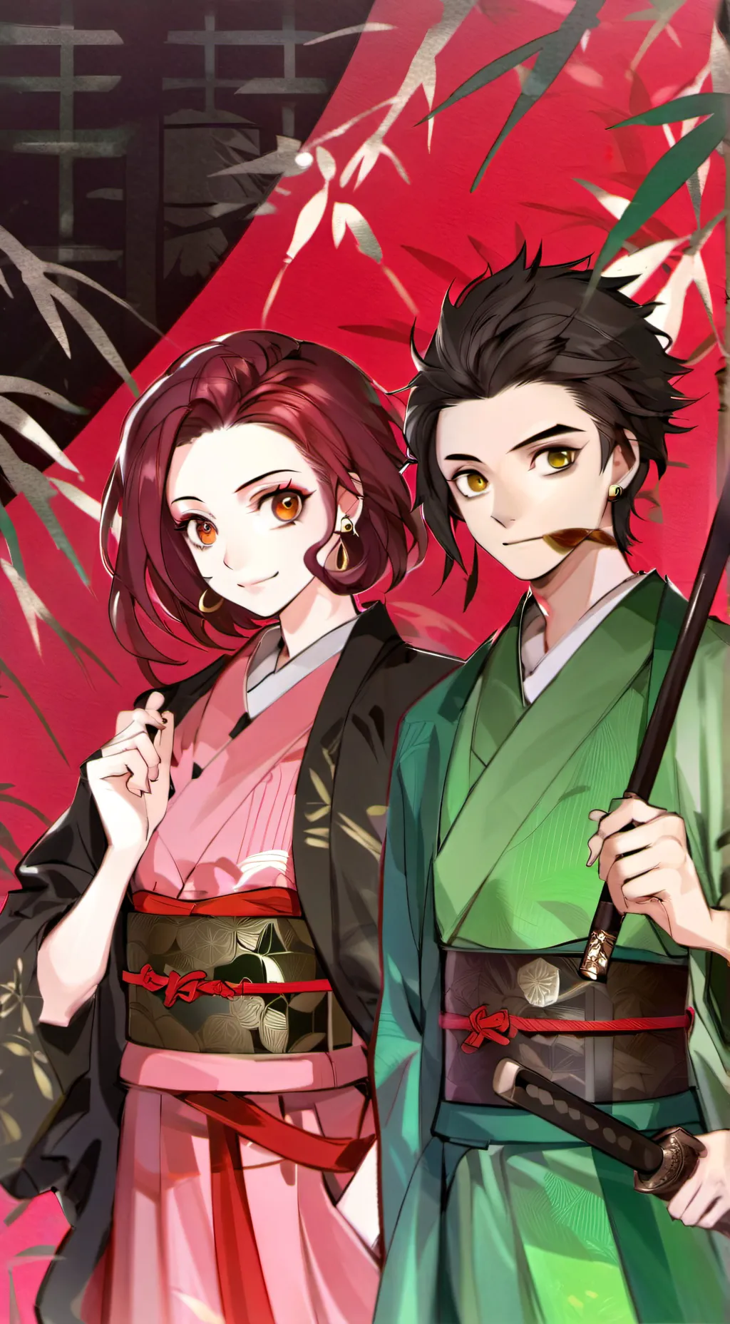 ai character: tanjiro and nezuko background
