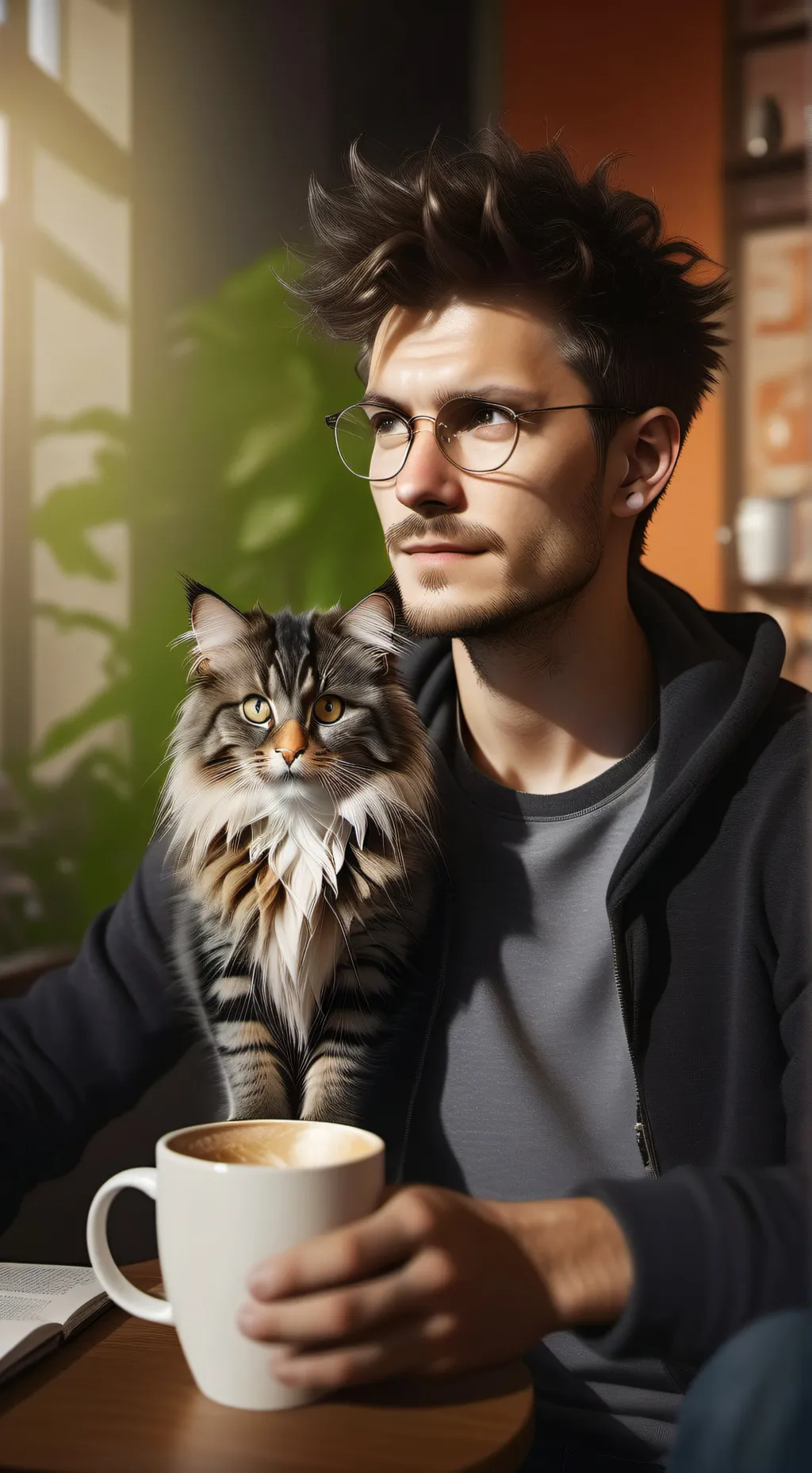 ai character: The Quantum Latte  background