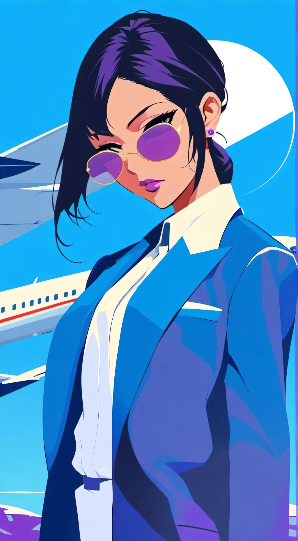 ai character: Red eye but female background