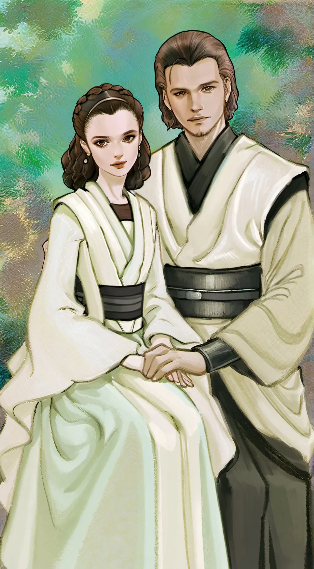ai character: Anakin padme zoie  background