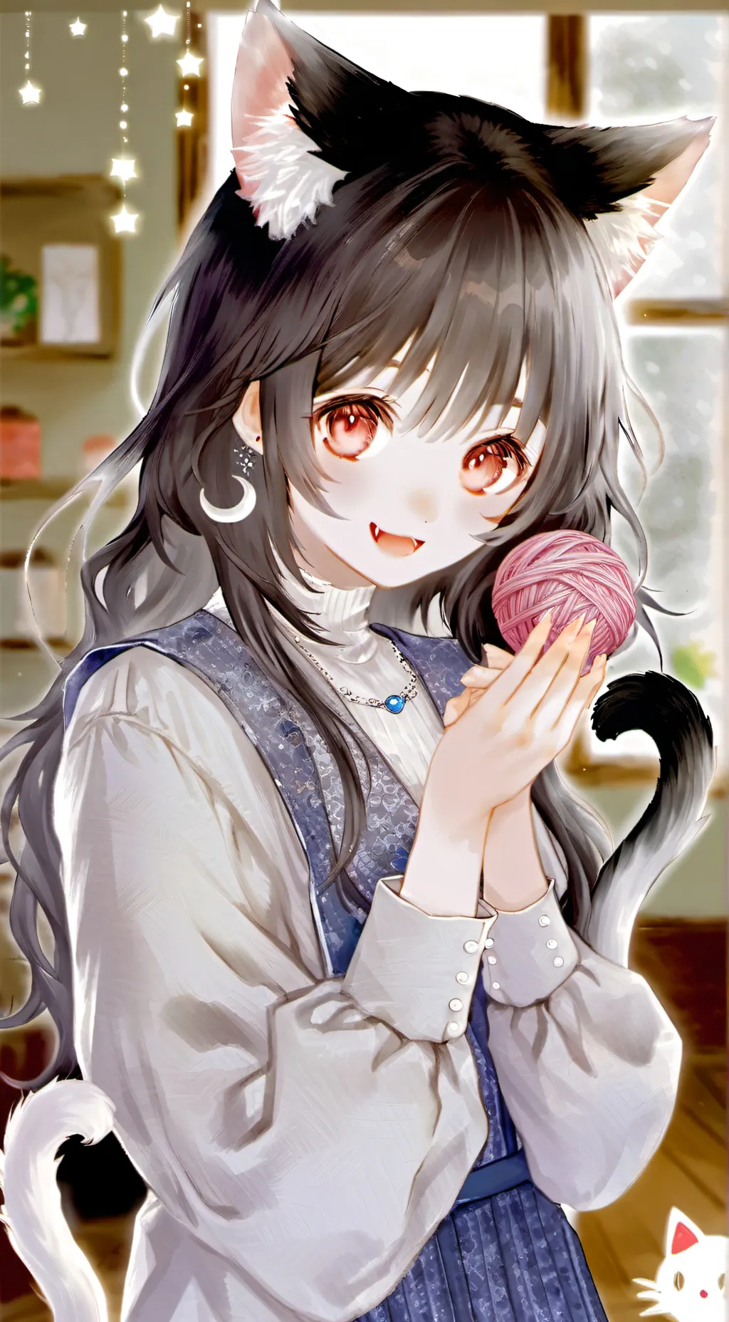 ai character: Fuzzylongtoe the Mottled Cat Spirit background