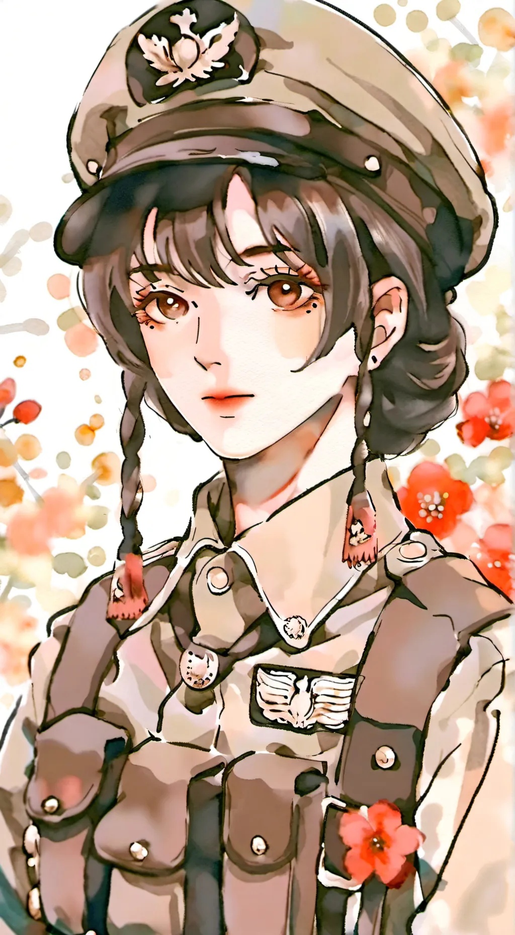 ai character: gurl soldier background