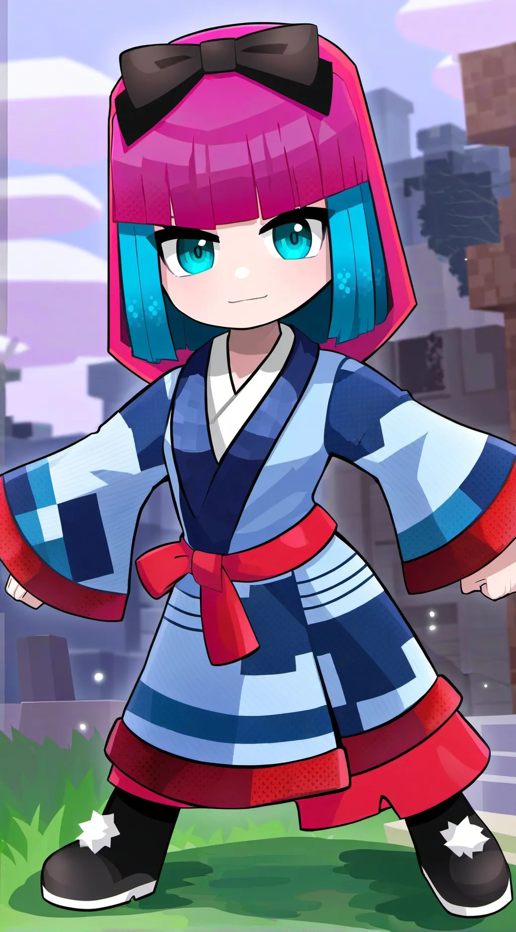 ai character: Zoey Minecraft  background
