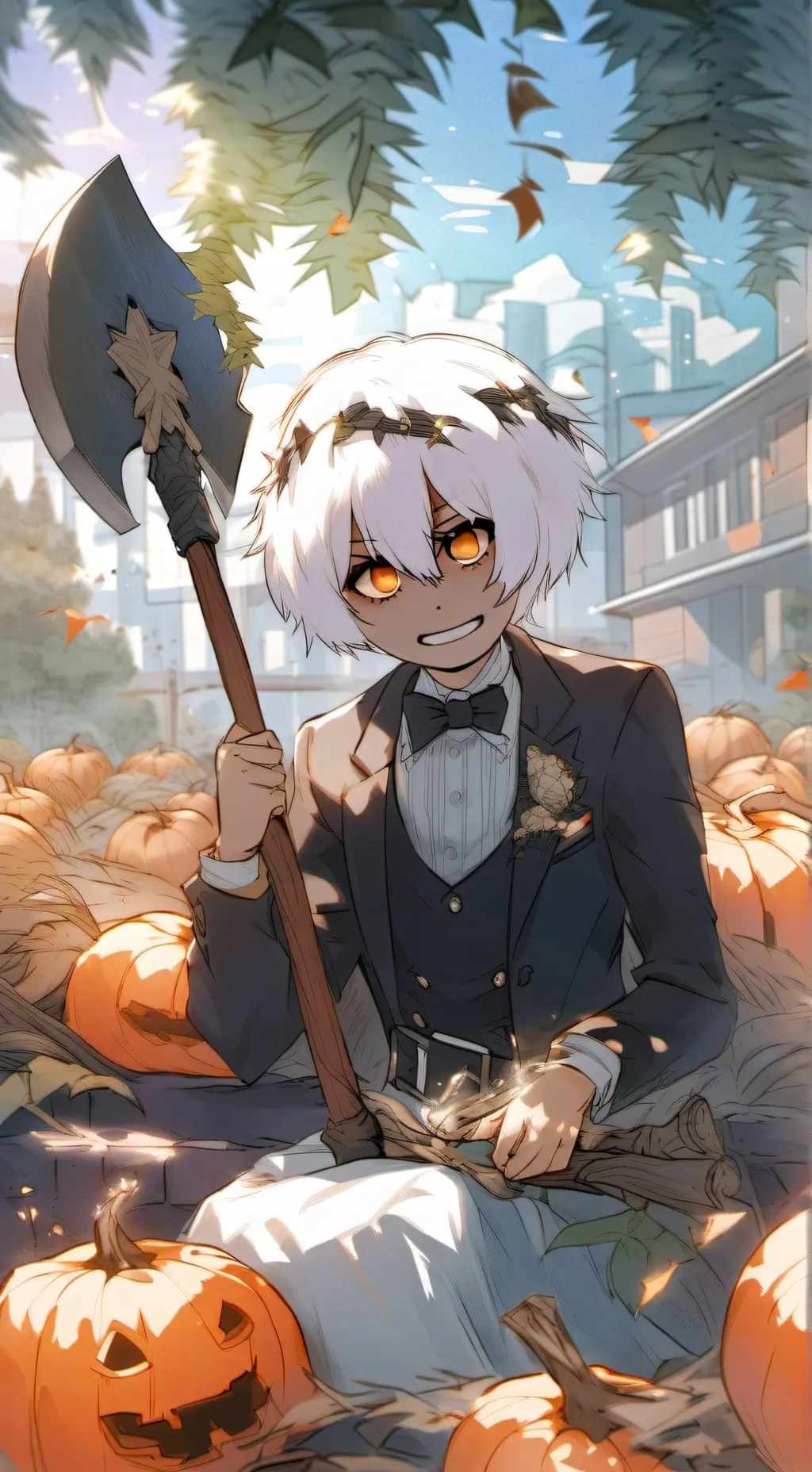 ai character: the white pumpkin background