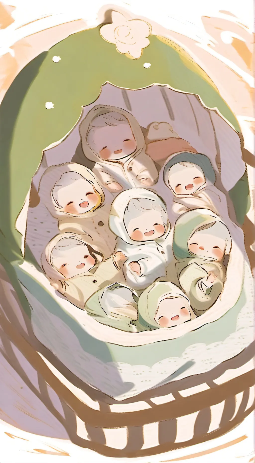 ai character: baby shop background