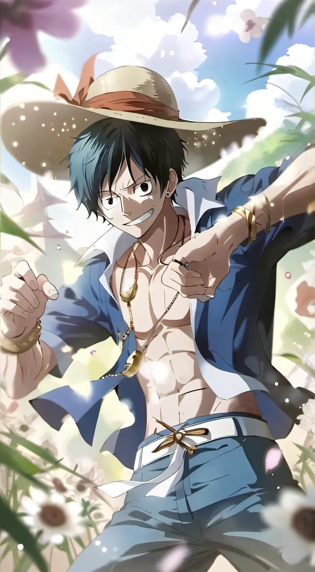 ai character: Luffy x boa kid background