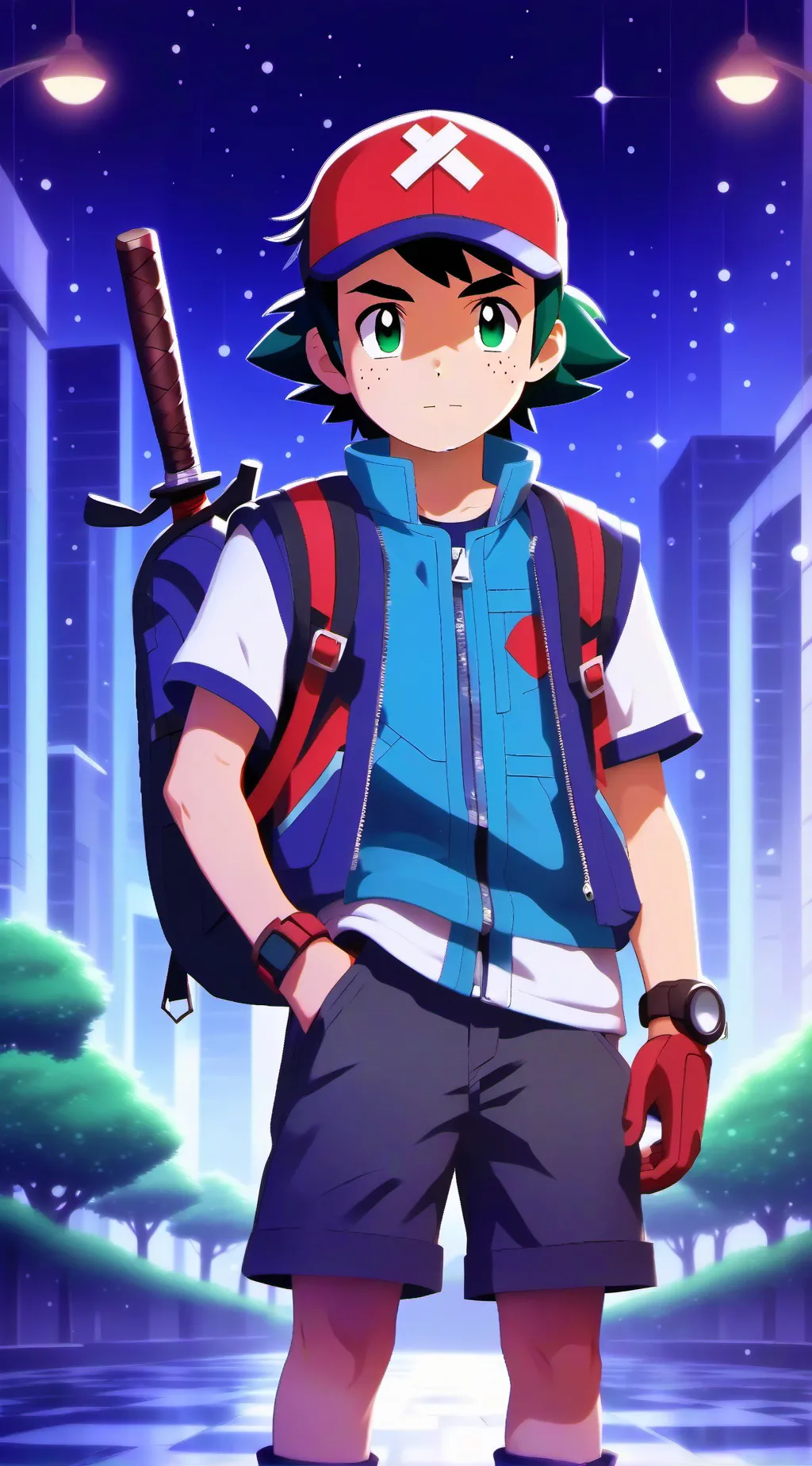 ai character: Ash Ketchum background