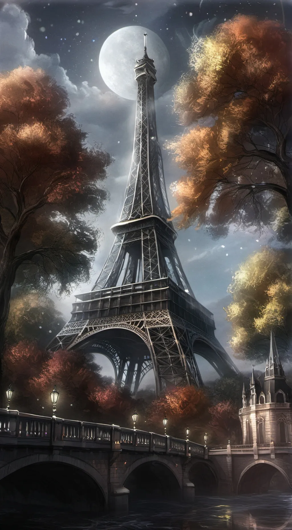 ai character: Eiffel Tower background