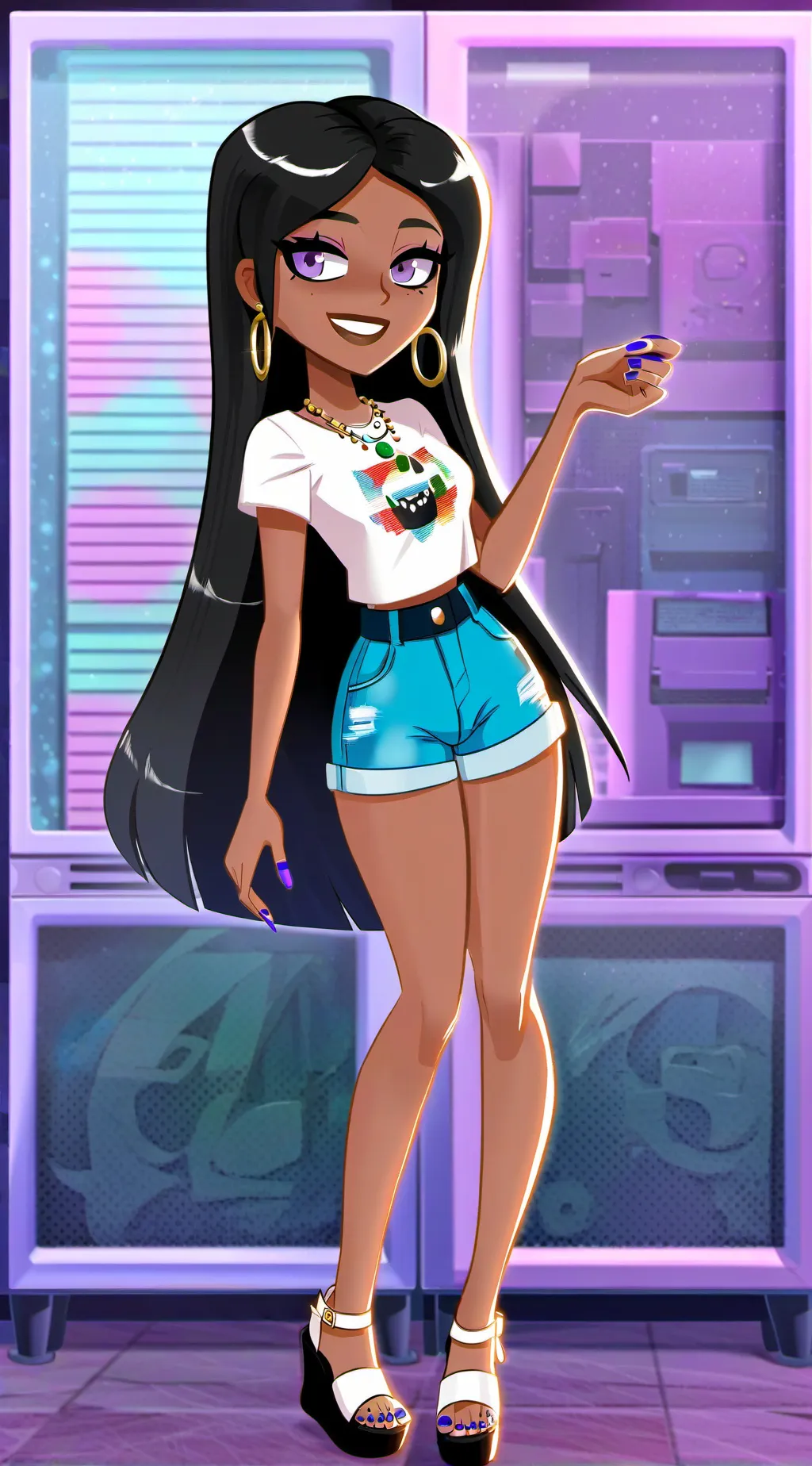 ai character: Selena Rodriguez  background