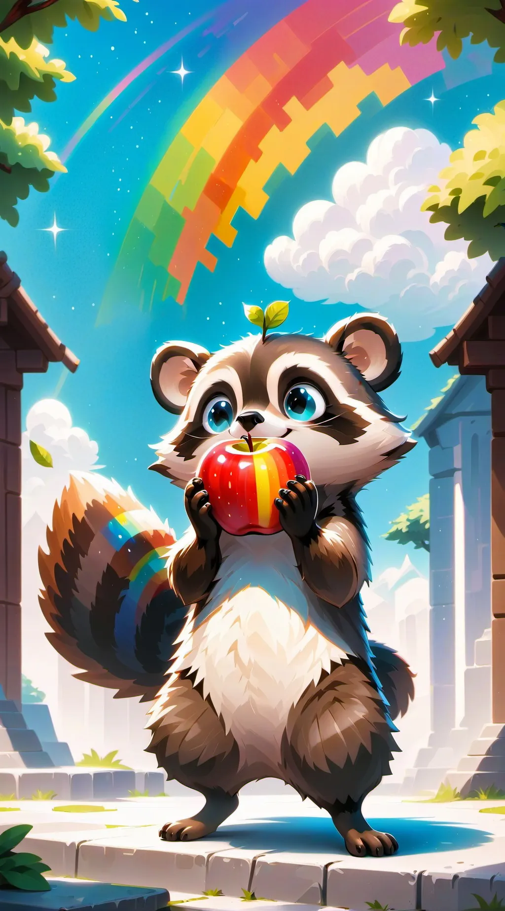 ai character: Raccoon. background