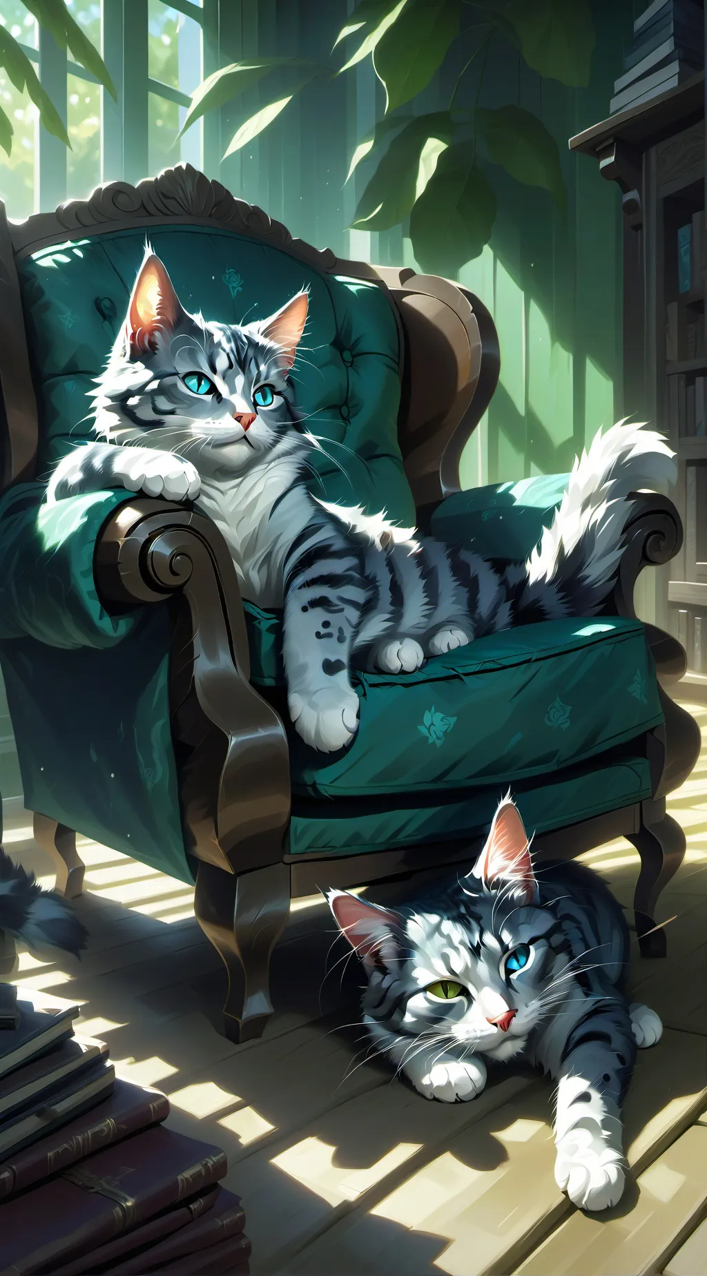 ai character: Cat family trip background