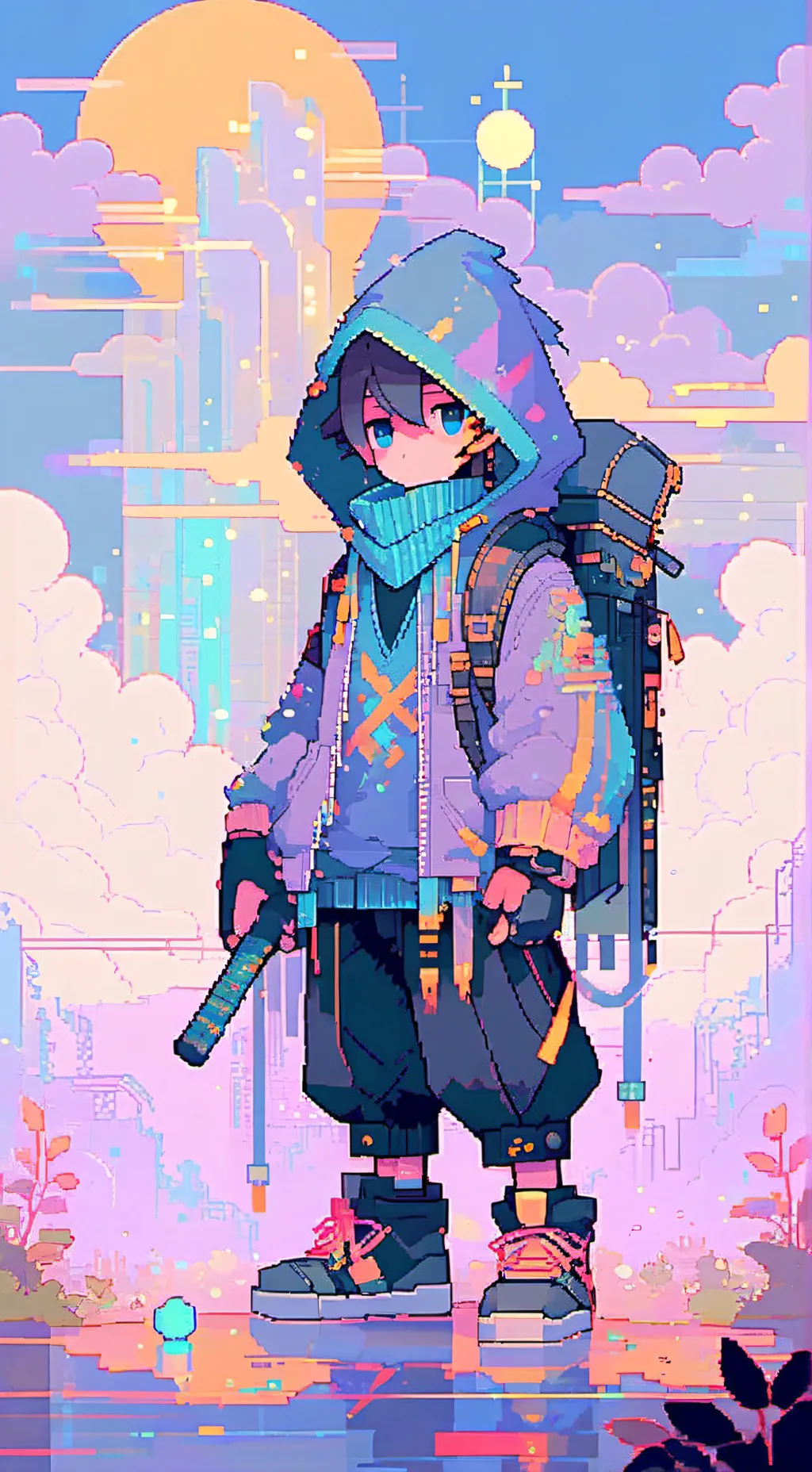 ai character: bluudud background
