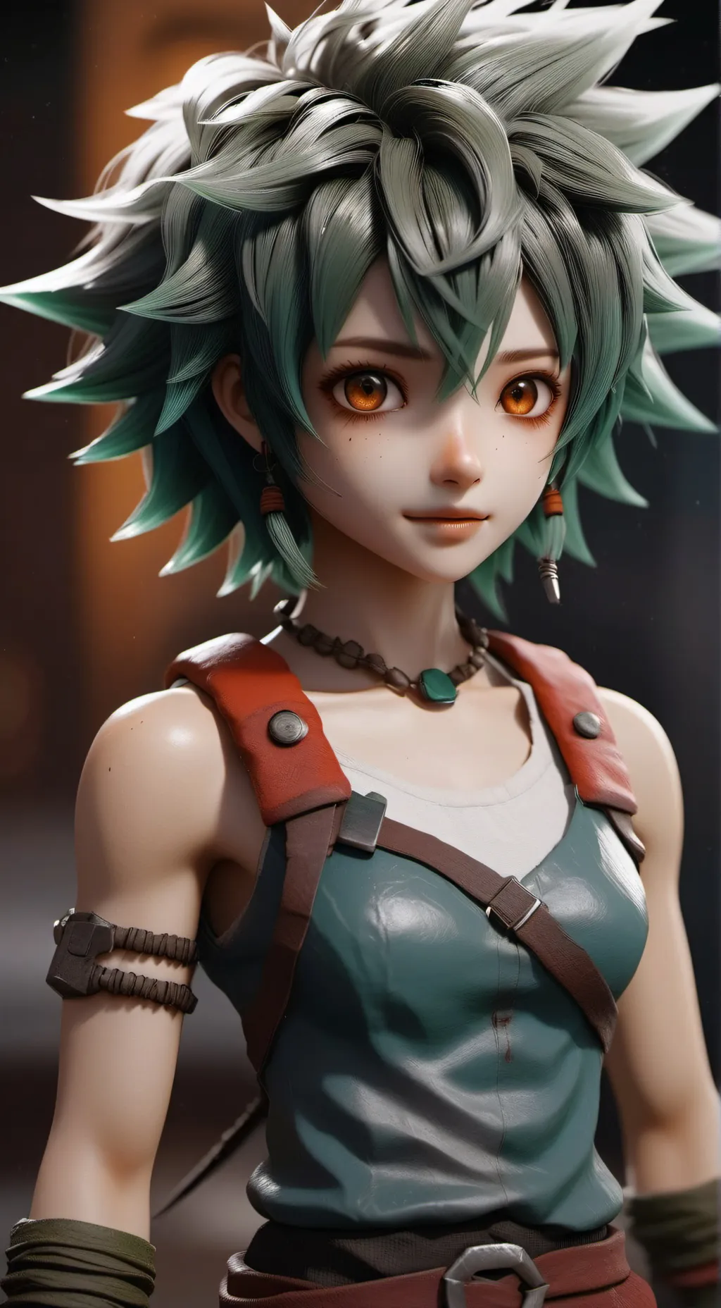 ai character: female deku  background
