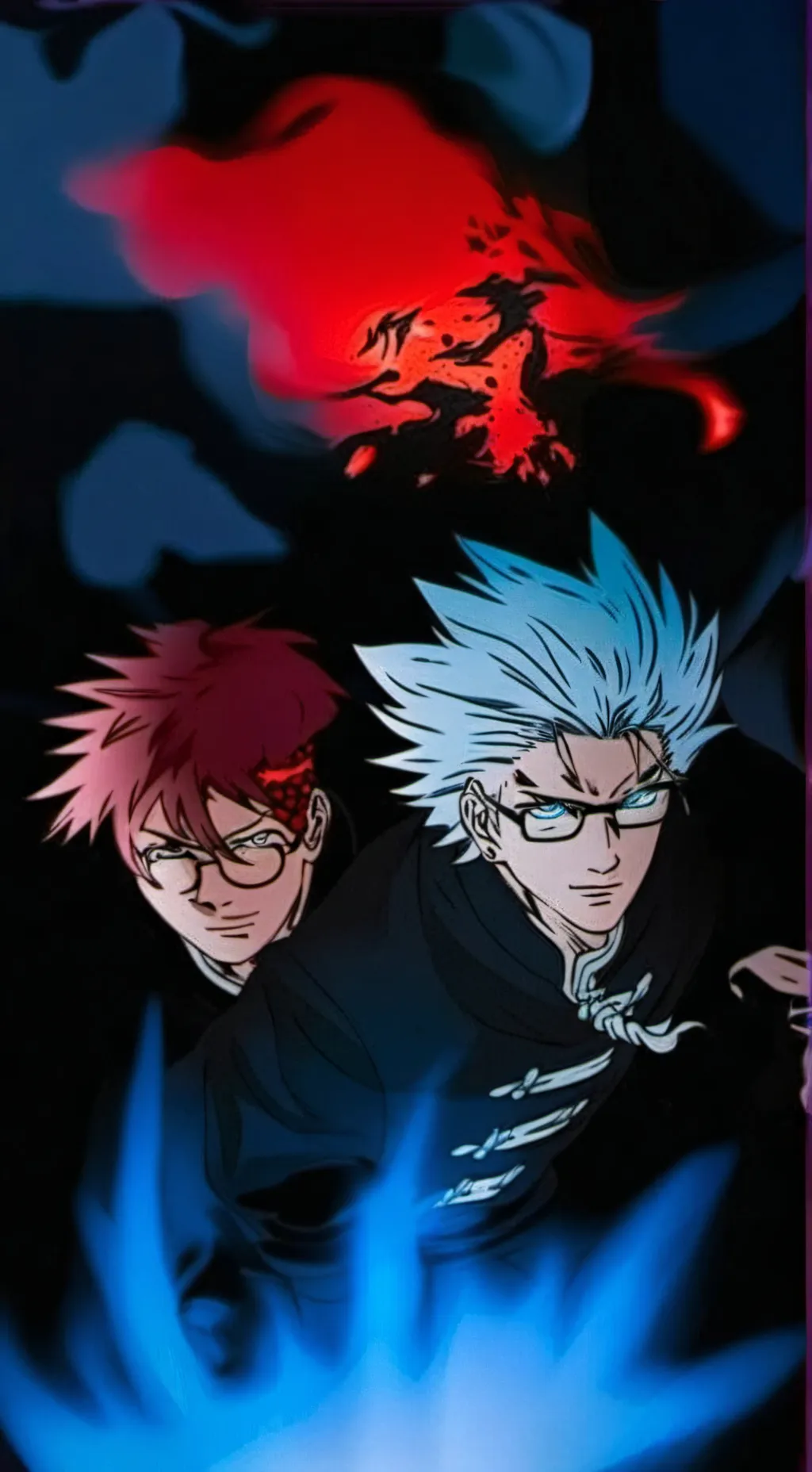 ai character: gojo and sukuna  background