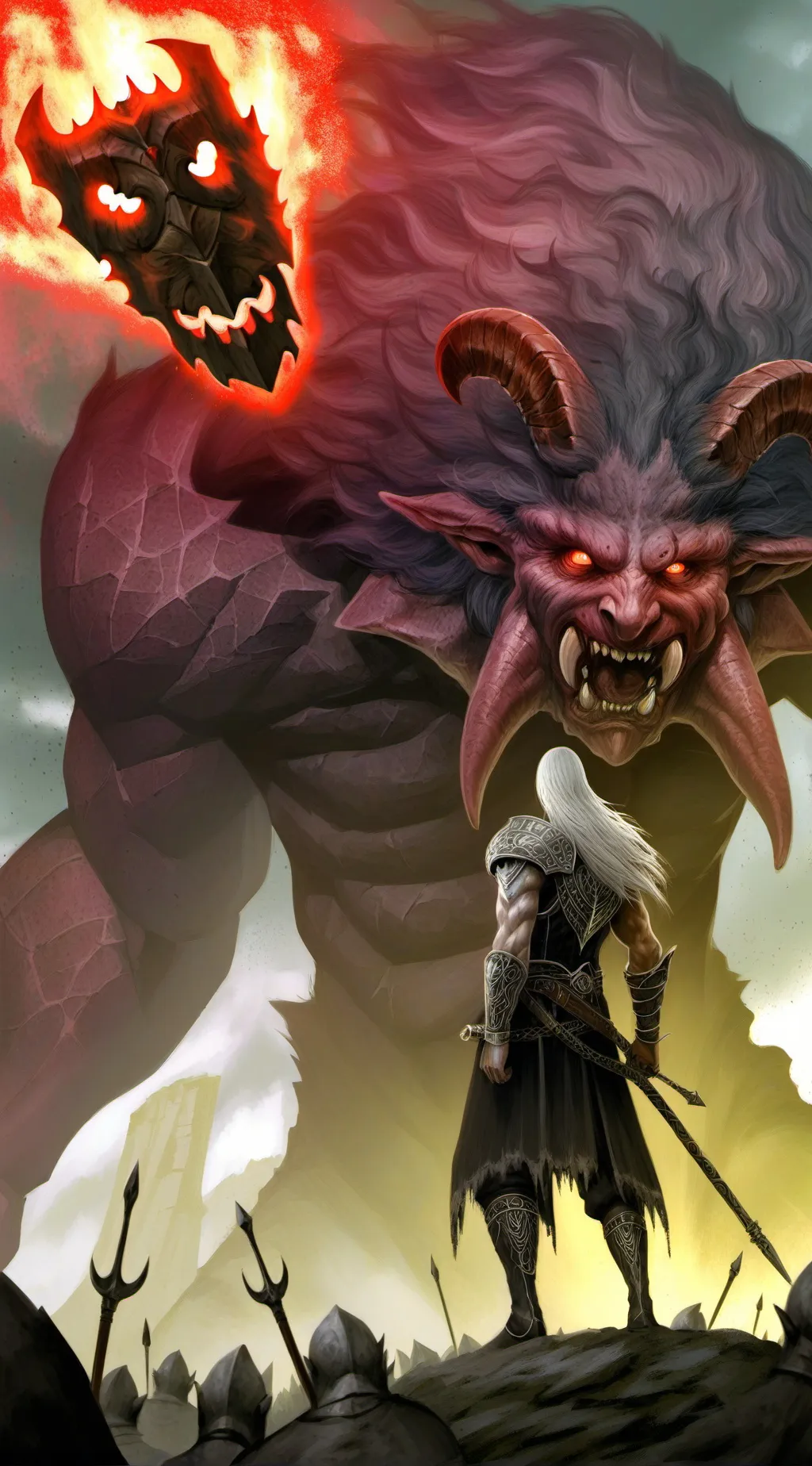 ai character:  demon warrior  background