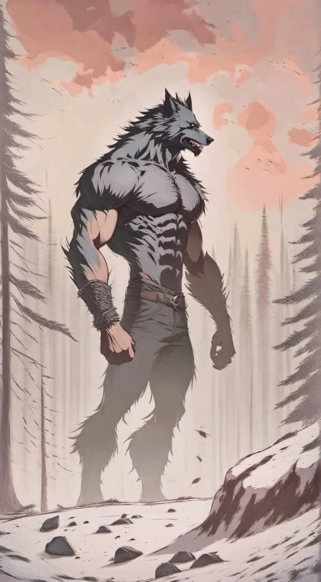 ai character: Sprunki werewolf background