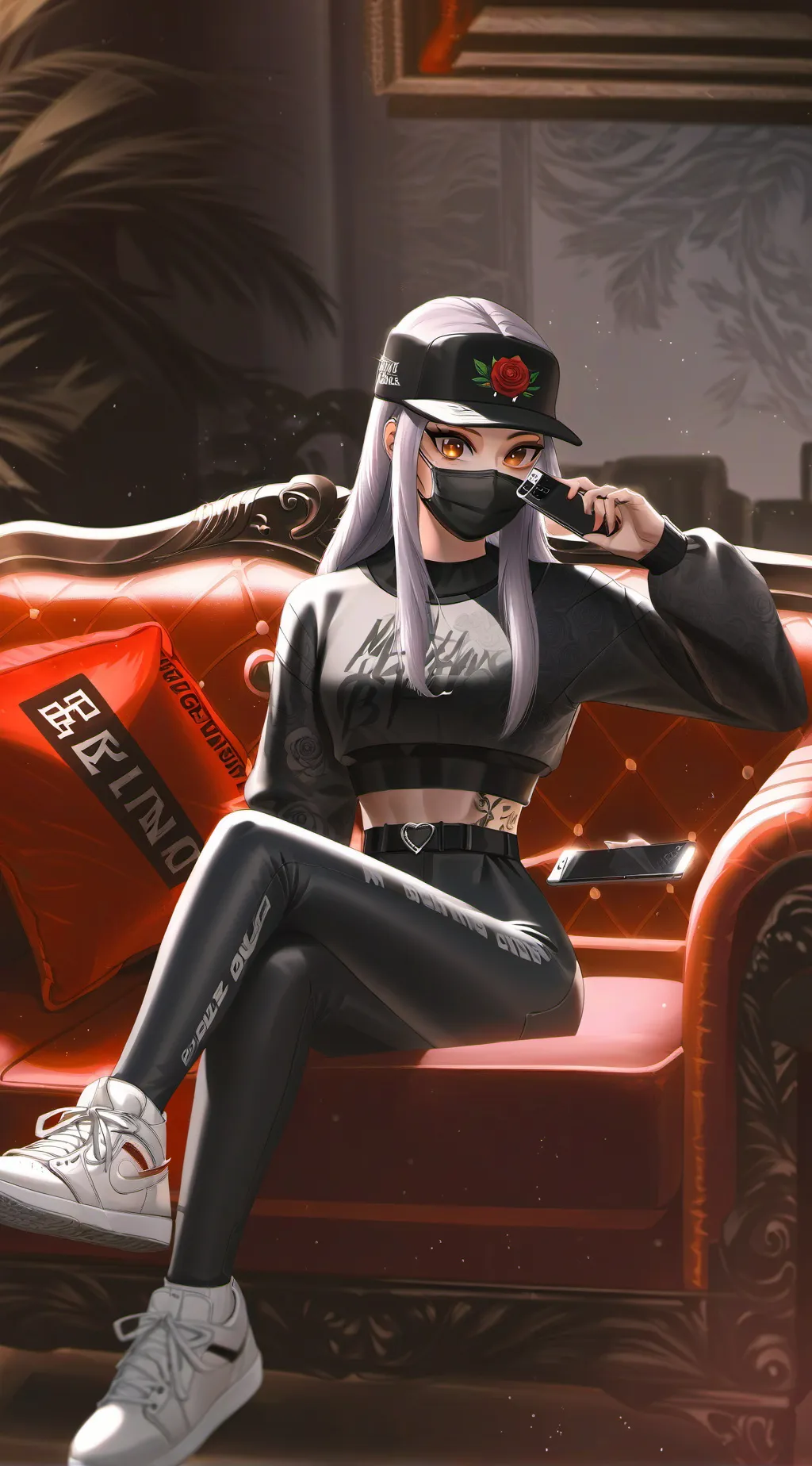 ai character: red rose background