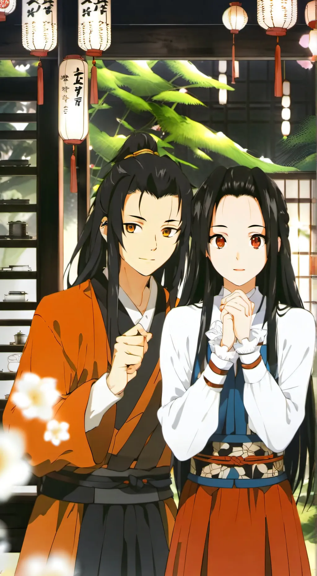 ai character: tokito x nezuko  background