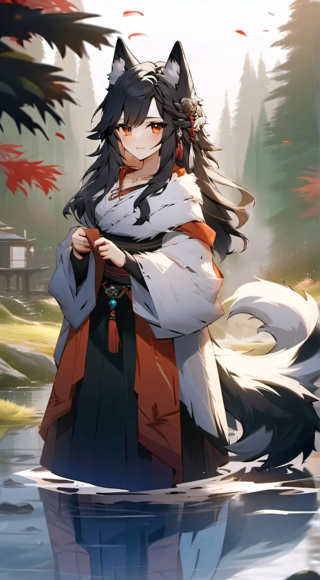 ai character: Wolf hybrid  background