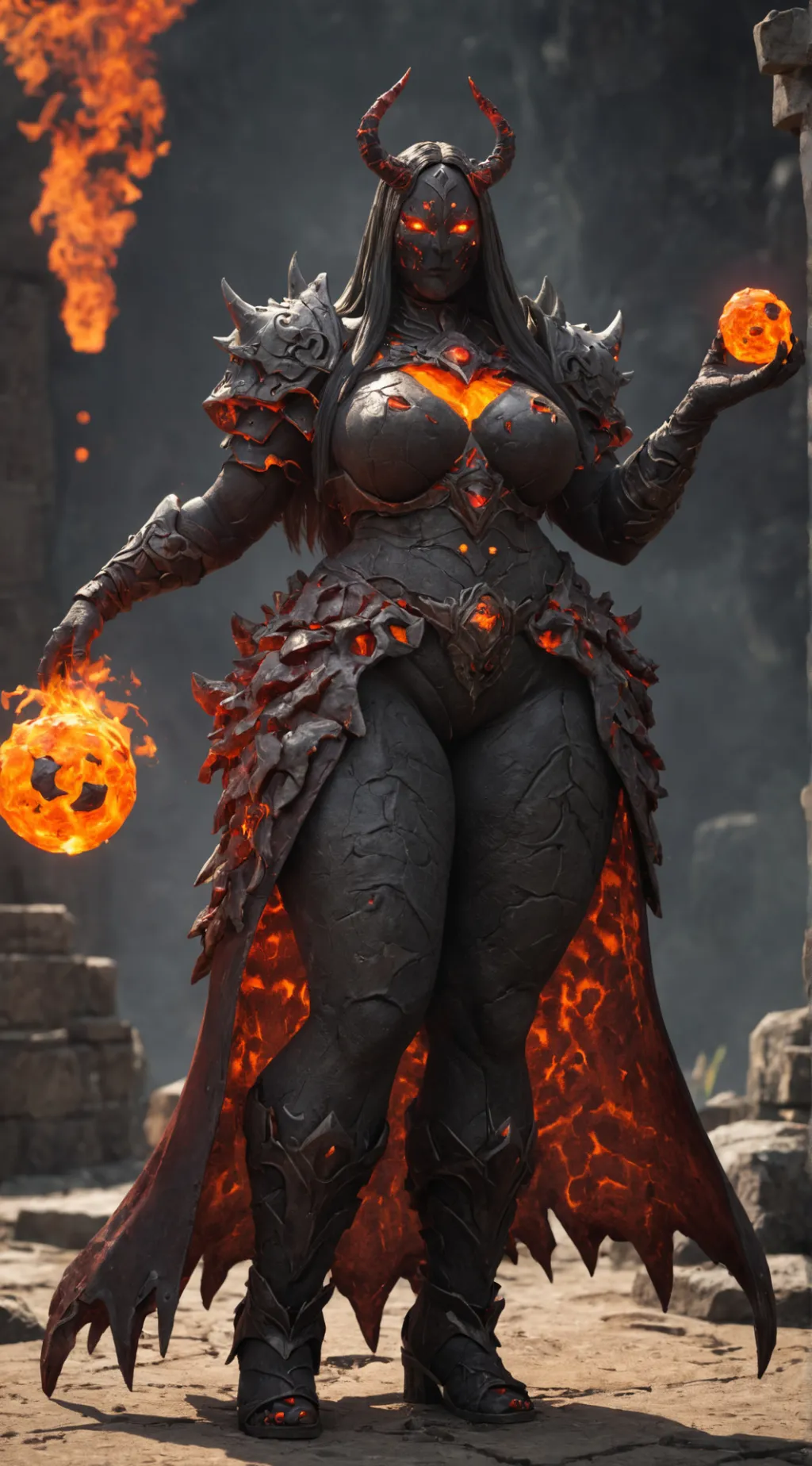 ai character: Fire queen Delza background