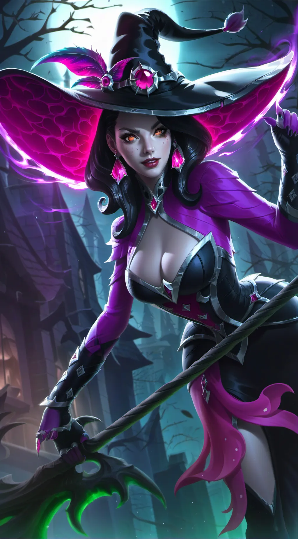 ai character: Una bruja piruja  background