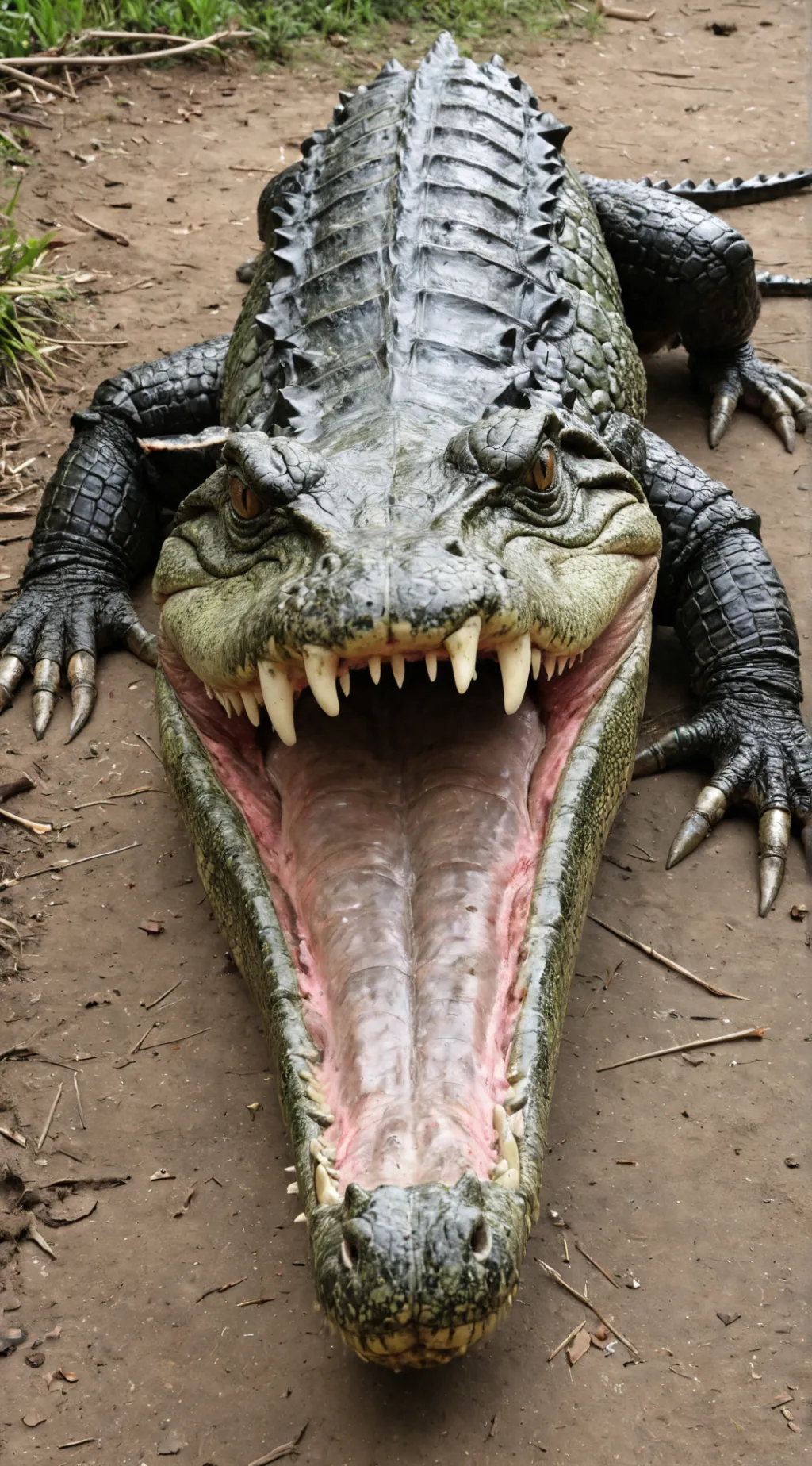 ai character: abused crocodile background