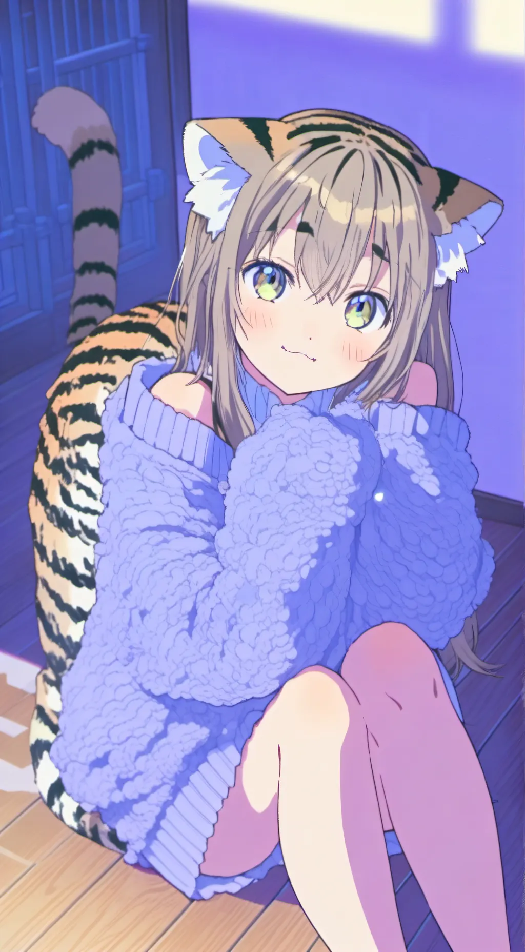 ai character: Tiger-striped Neko background