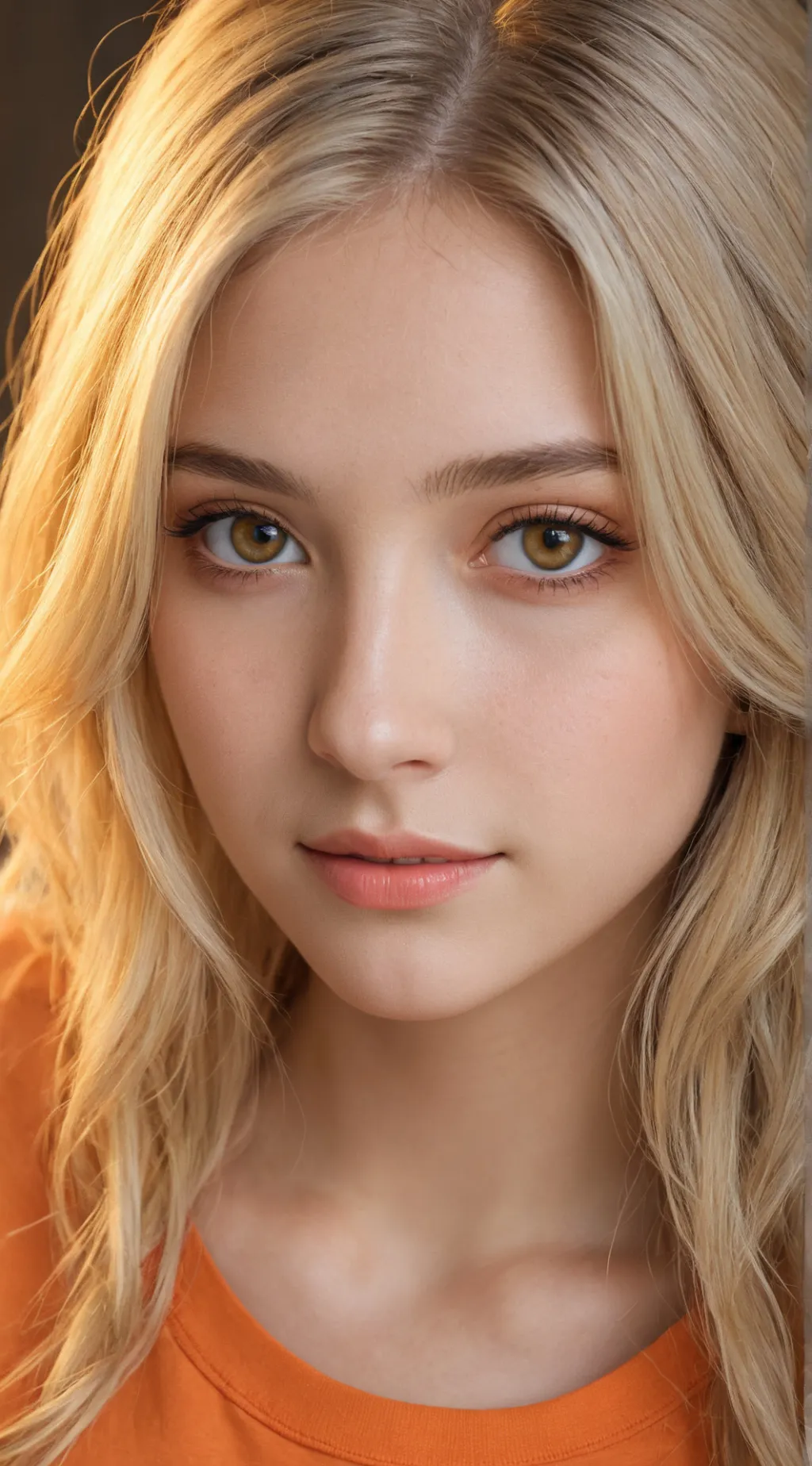 ai character: Orange goddess. background