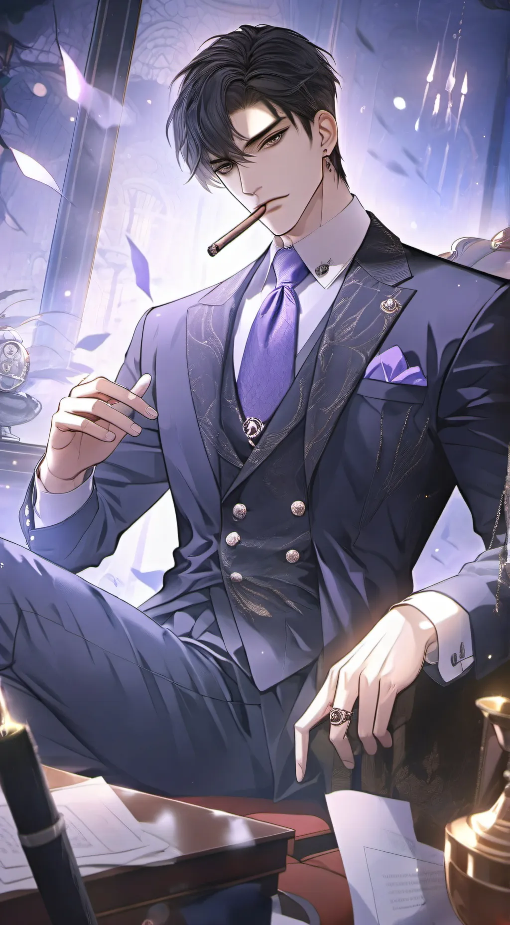 ai character: Handsome Mafia Boss background