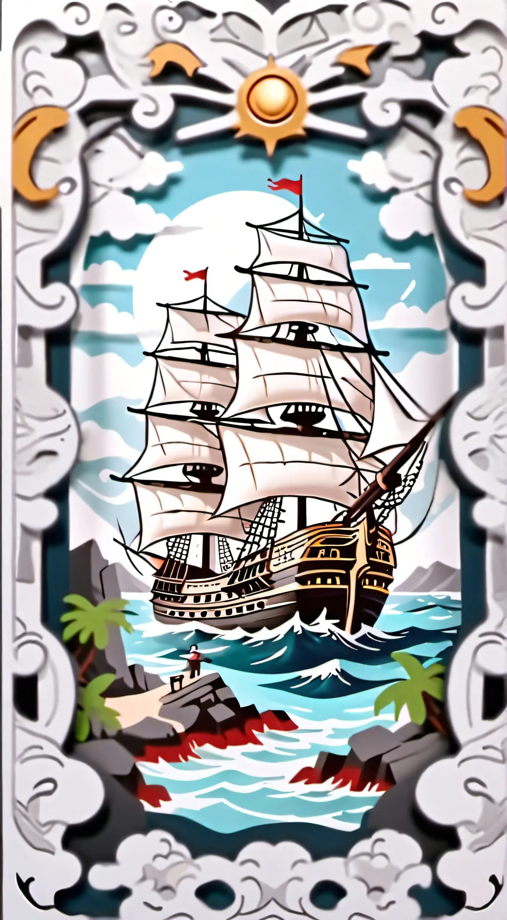 ai character: Thousand sunny  background