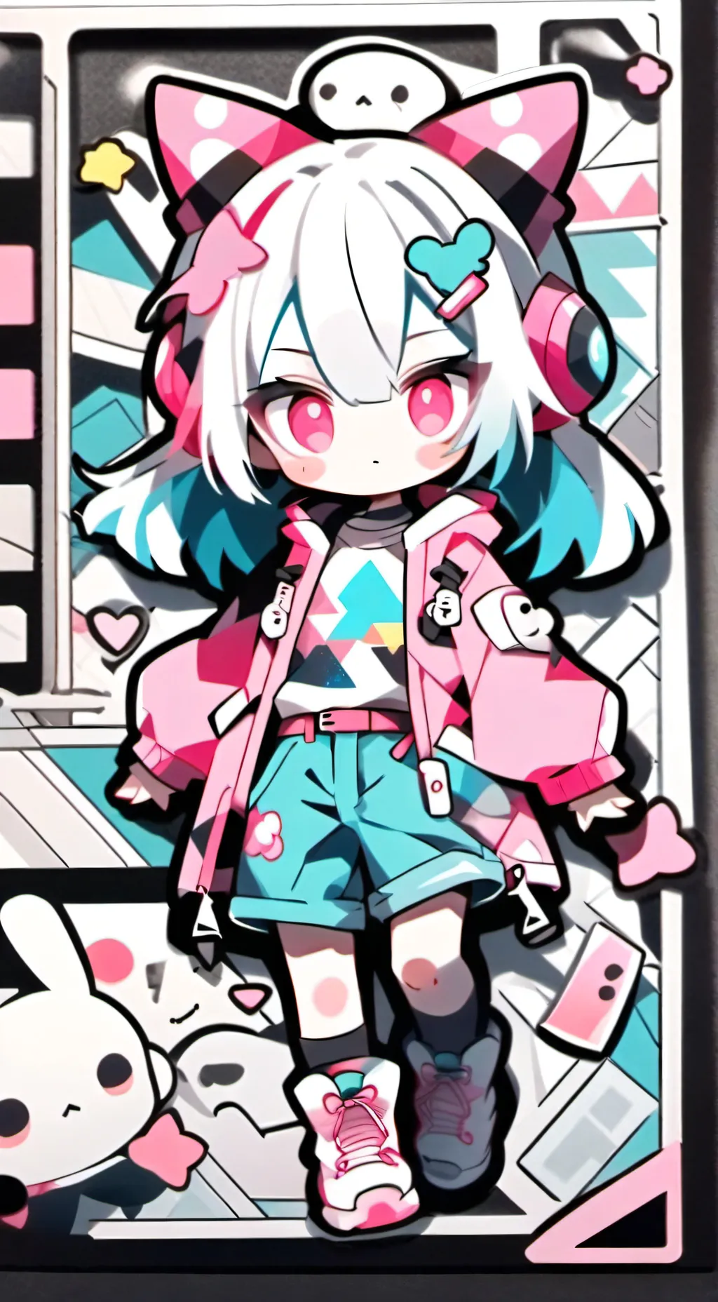 ai character: sky and pinki background