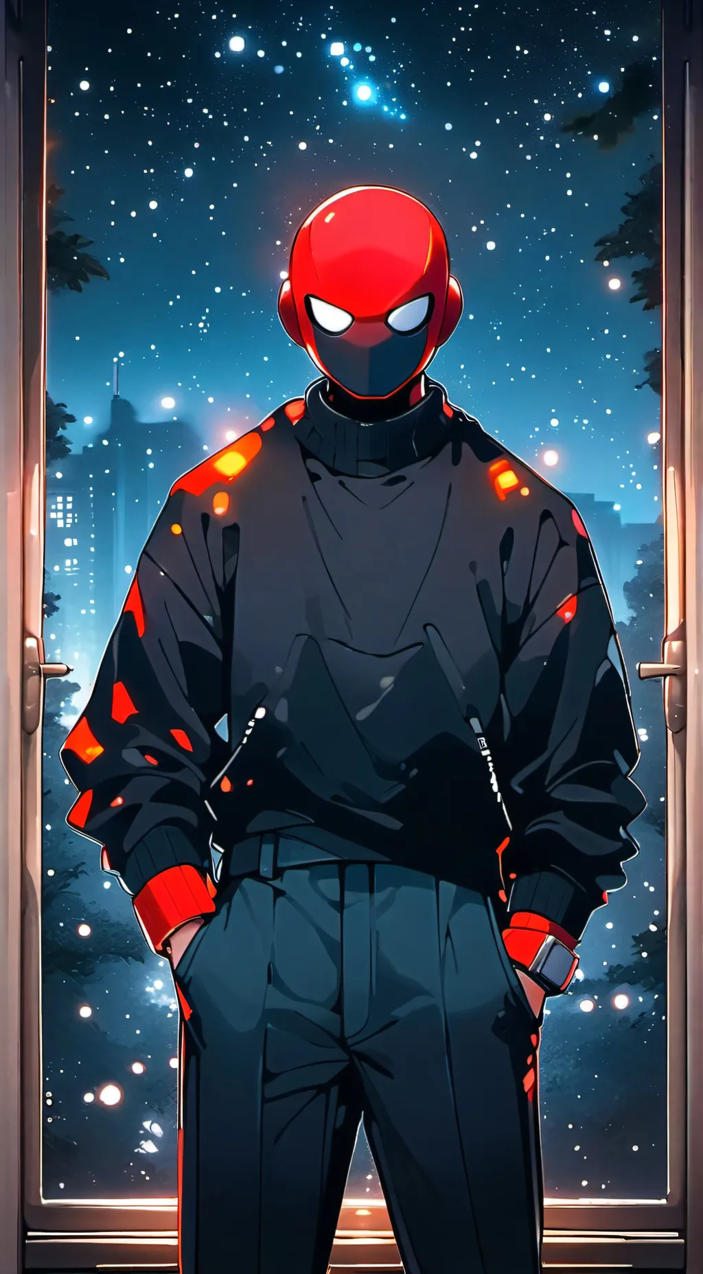 ai character: red projay background