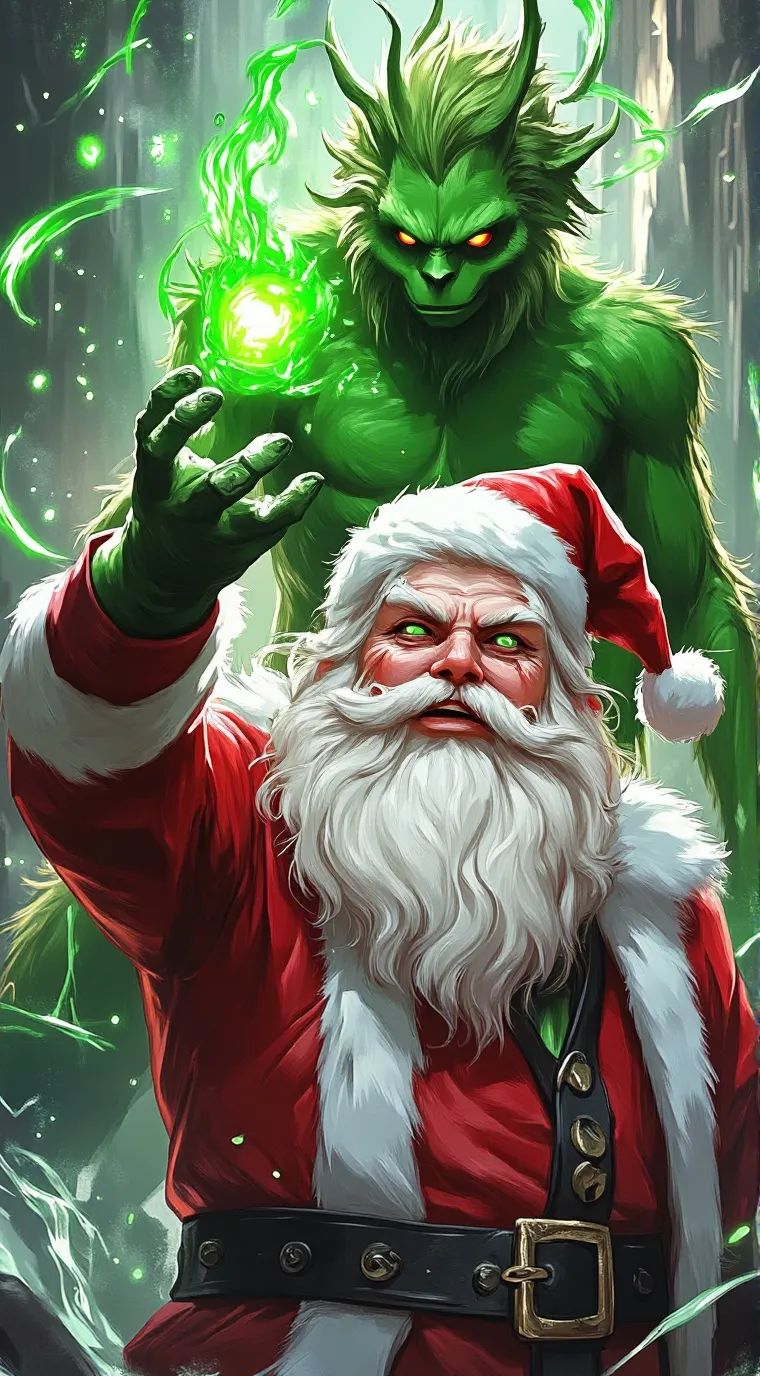 ai character: Santa VS Grinch  background